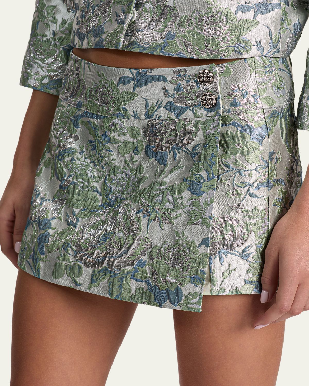 ALICE + OLIVIA Somers Metallic Jacquard Mini Skort | Thumbnail 5 ALICE + OLIVIA Somers Metallic Jacquard Mini Skort | Thumbnail 5
