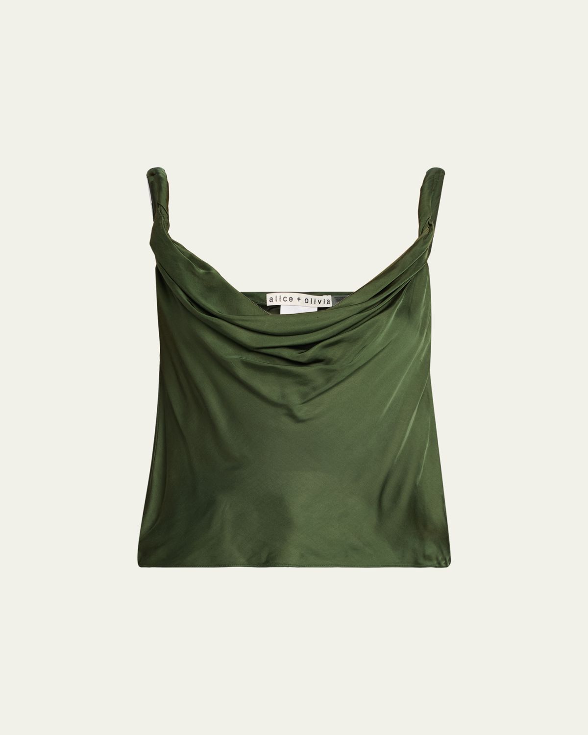 ALICE + OLIVIA Monique Twisted-Strap Satin Tank Top