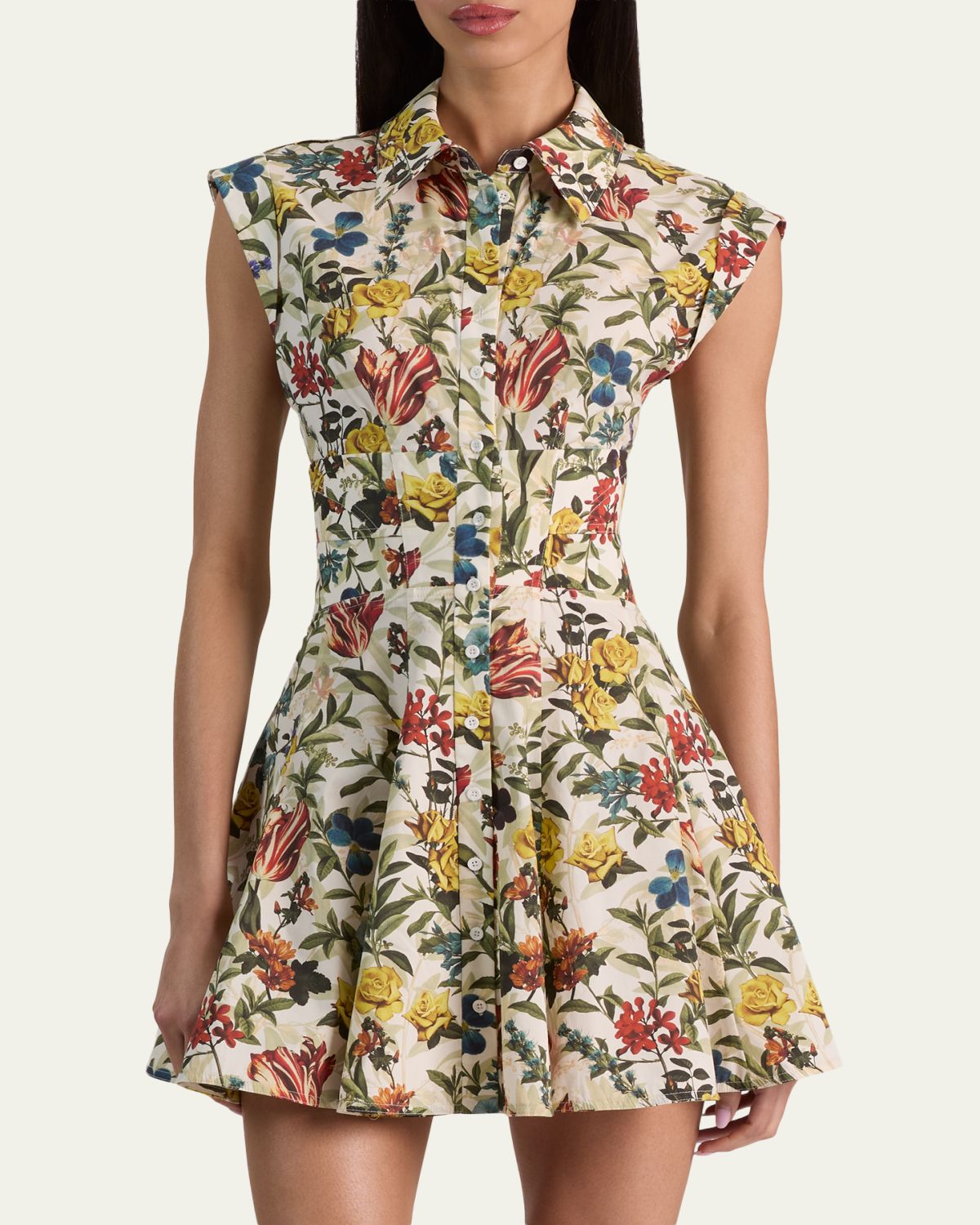 ALICE + OLIVIA Kim Paneled Floral Mini Shirtdress | Thumbnail 4 ALICE + OLIVIA Kim Paneled Floral Mini Shirtdress | Thumbnail 4
