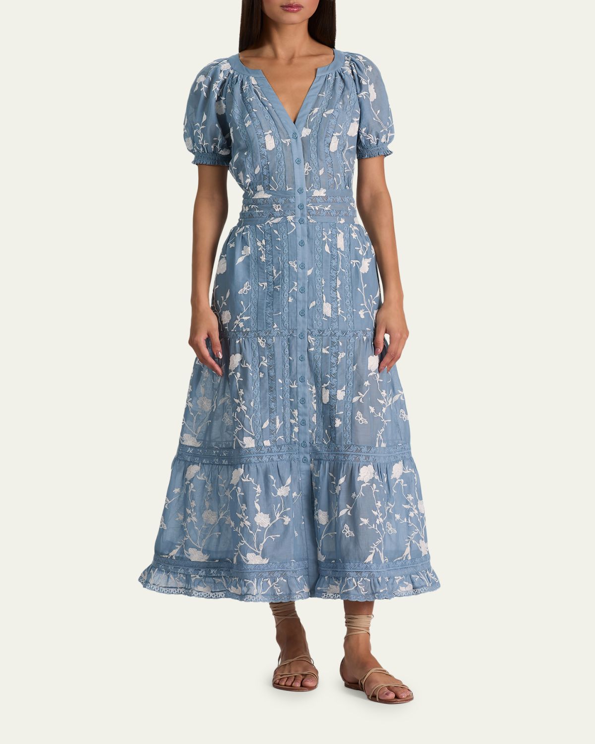 ALICE + OLIVIA Kathryn Lace-Trim Midi Shirtdress | Thumbnail 2 ALICE + OLIVIA Kathryn Lace-Trim Midi Shirtdress | Thumbnail 2