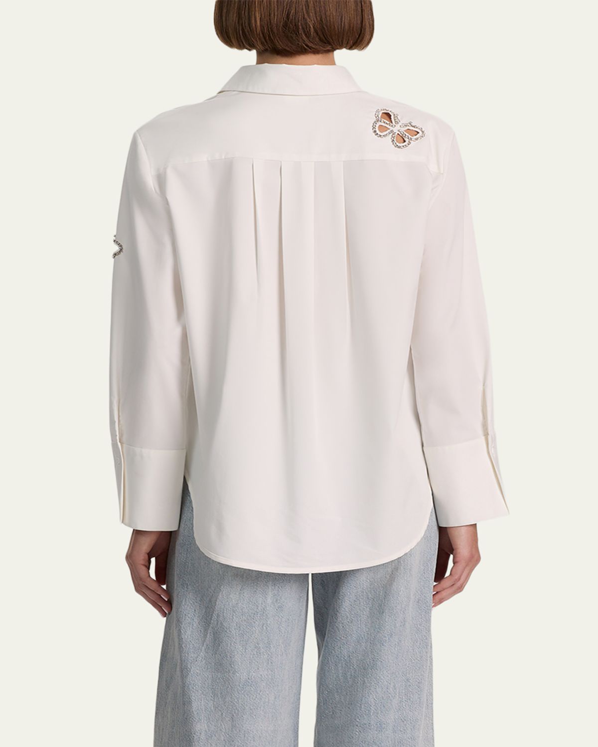ALICE + OLIVIA Finely Embellished Cutout Button-Front Shirt | Thumbnail 3