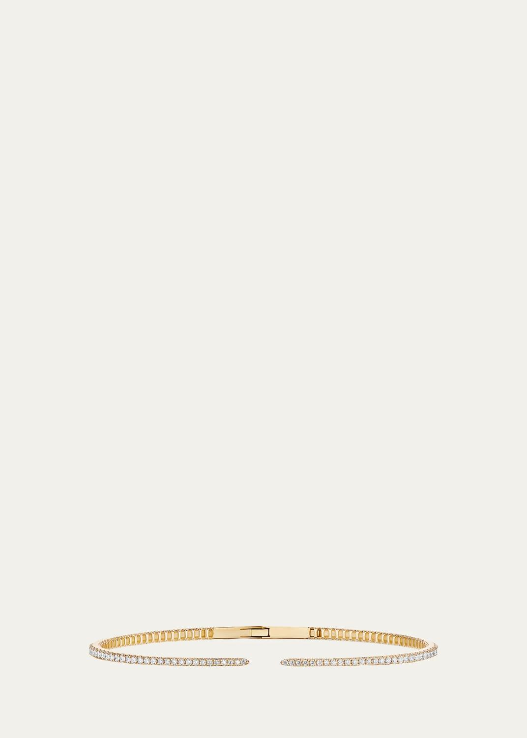 14K Graduated Diamond Open Hinge Bangle Bracelet