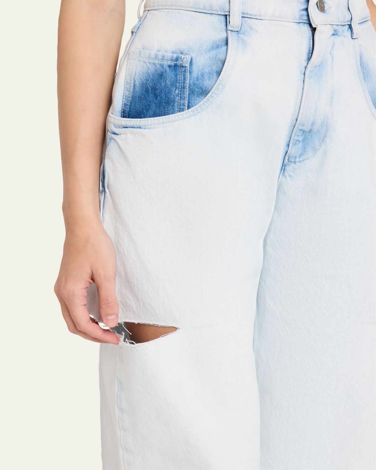 MM6 Maison Margiela Cutout Bleached Barrel-Leg Jeans | Thumbnail 5