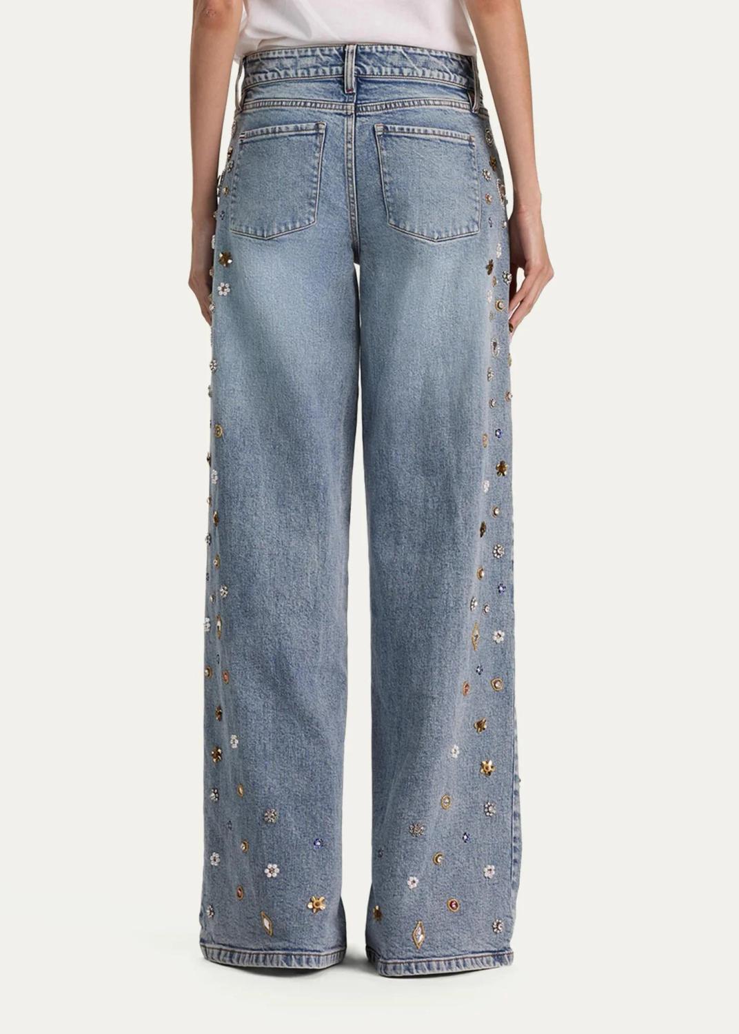 Alice + Olivia Amazing Embellished Mid-Rise Baggy Jeans | Thumbnail 3 Alice + Olivia Amazing Embellished Mid-Rise Baggy Jeans | Thumbnail 3