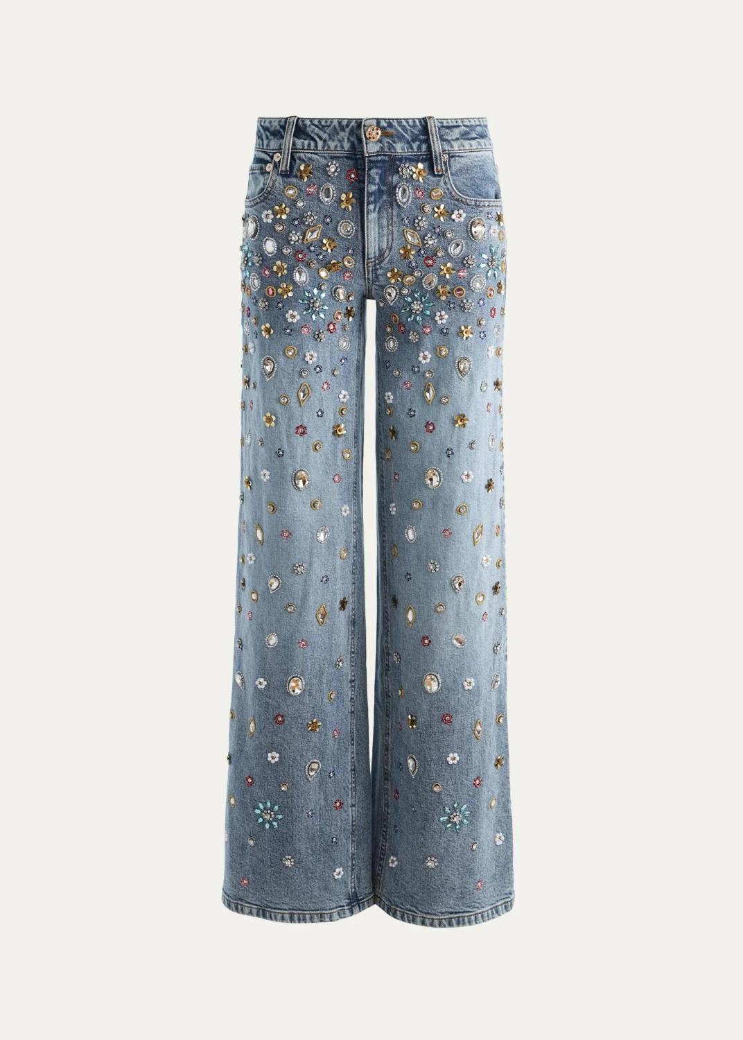 Amazing Embellished Mid-Rise Baggy Jeans