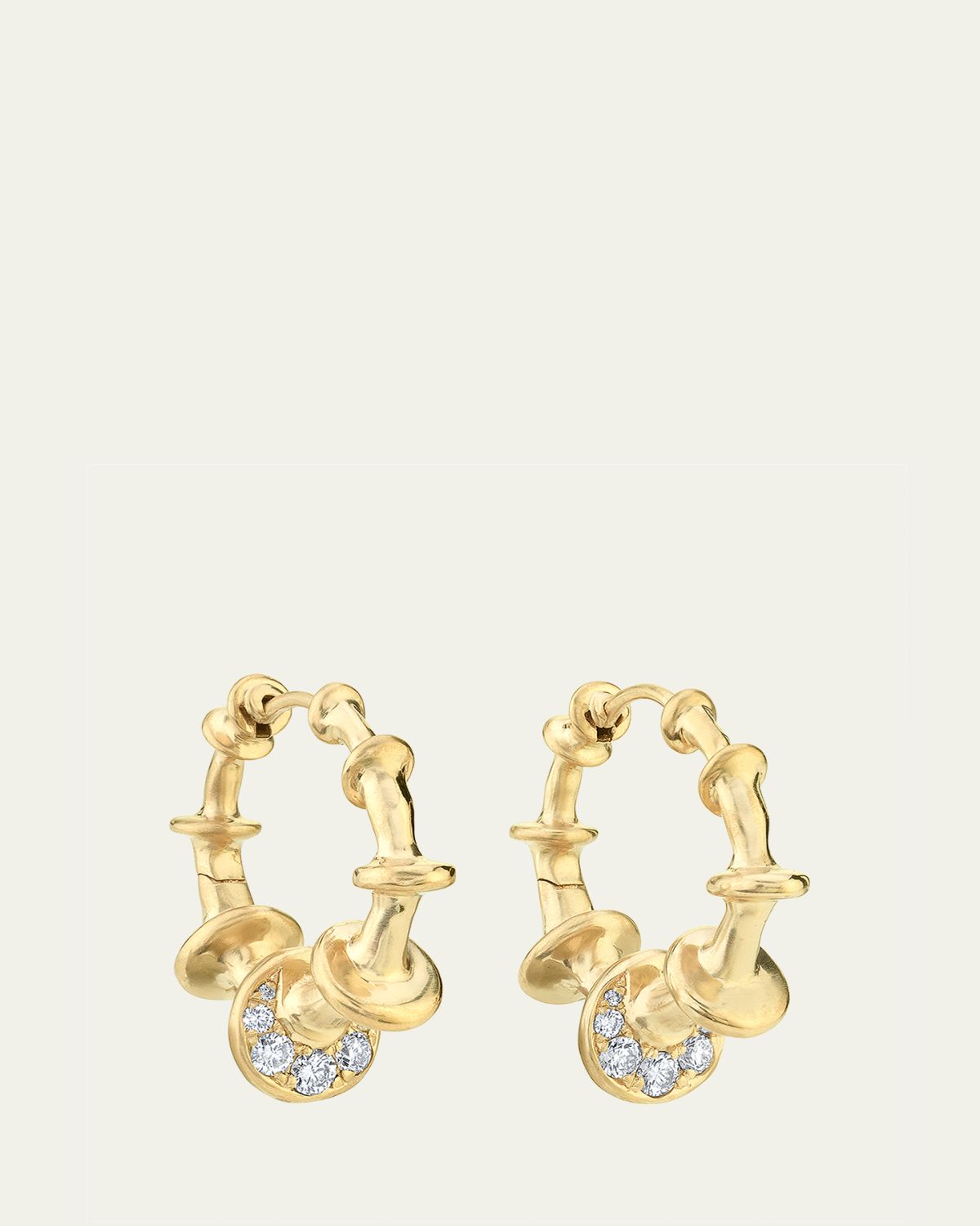 Vram 18K Yellow Gold Chrona Diamond Hoop Earrings