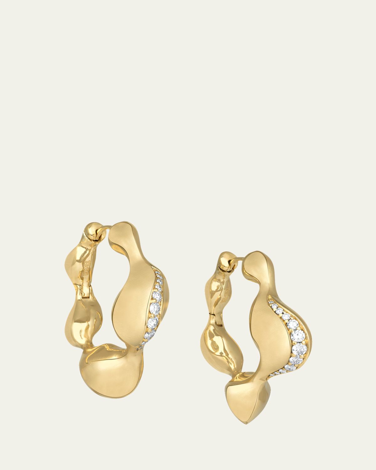 Vram 18K Yellow Gold Cayrn Diamond Hoop Earrings