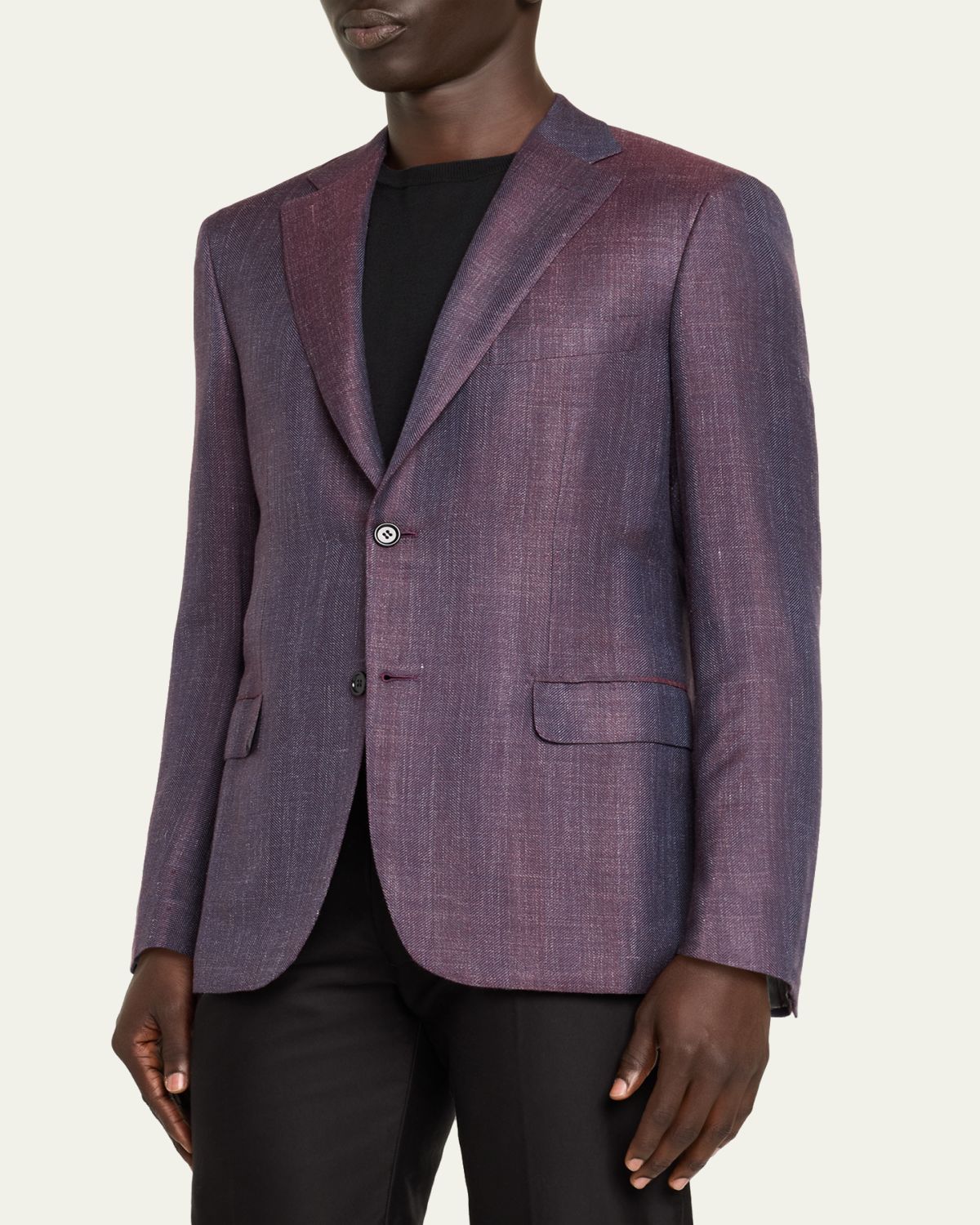 Brioni Men's Chevron Cashmere Single-Breasted Sport Coat | Thumbnail 4