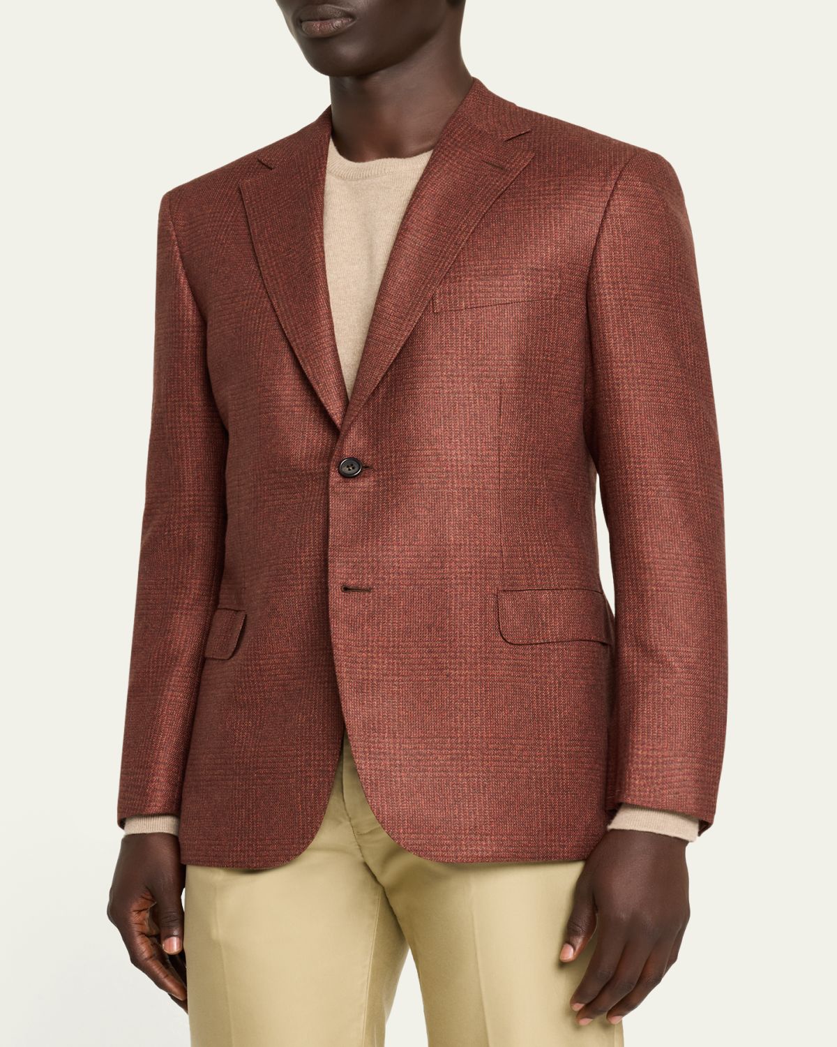 Brioni Men's Silk and Cashmere Prince of Wales Sport Coat | Thumbnail 4