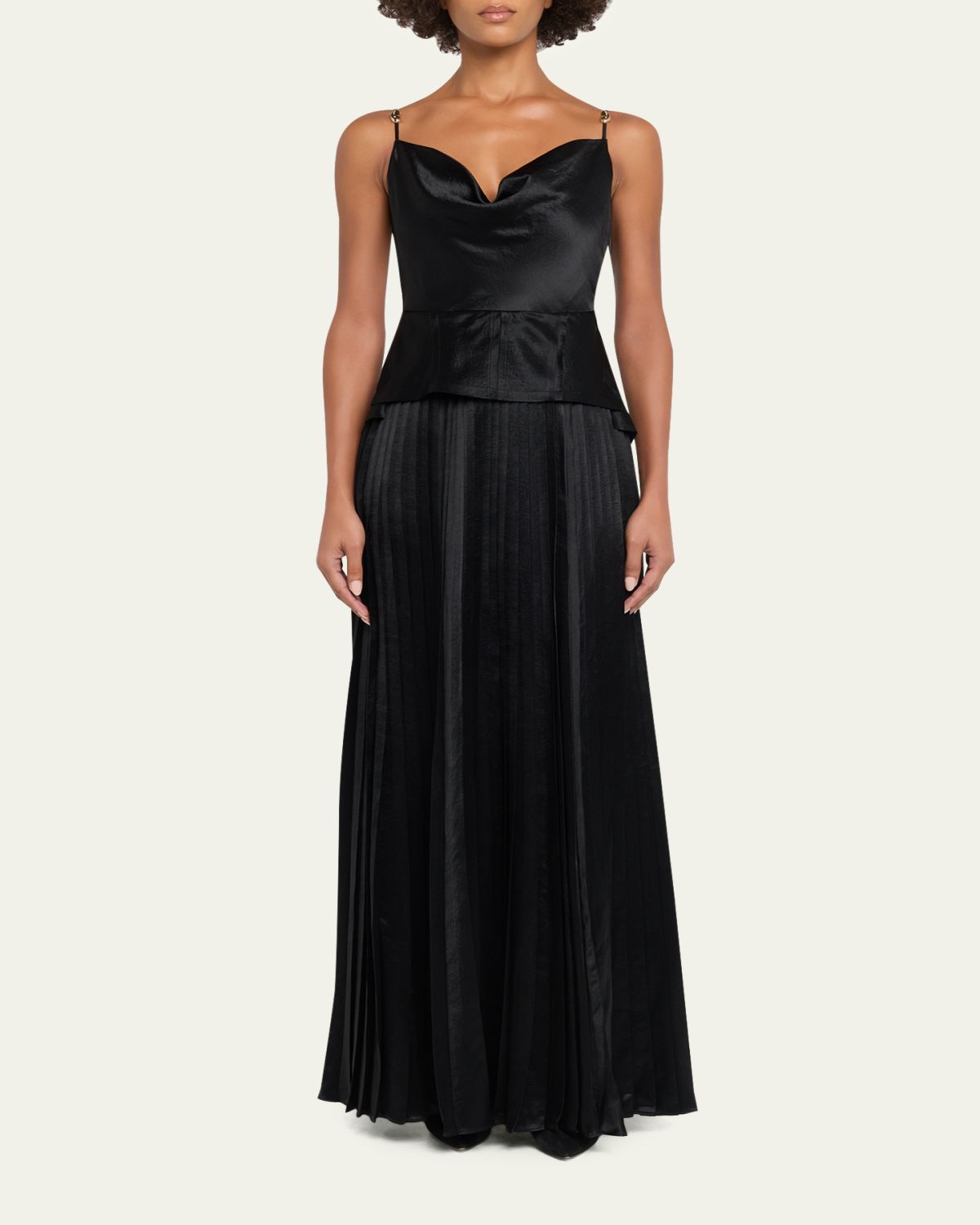 Jason Wu Collection Cowl-Neck Pleated Satin Peplum Gown | Thumbnail 2