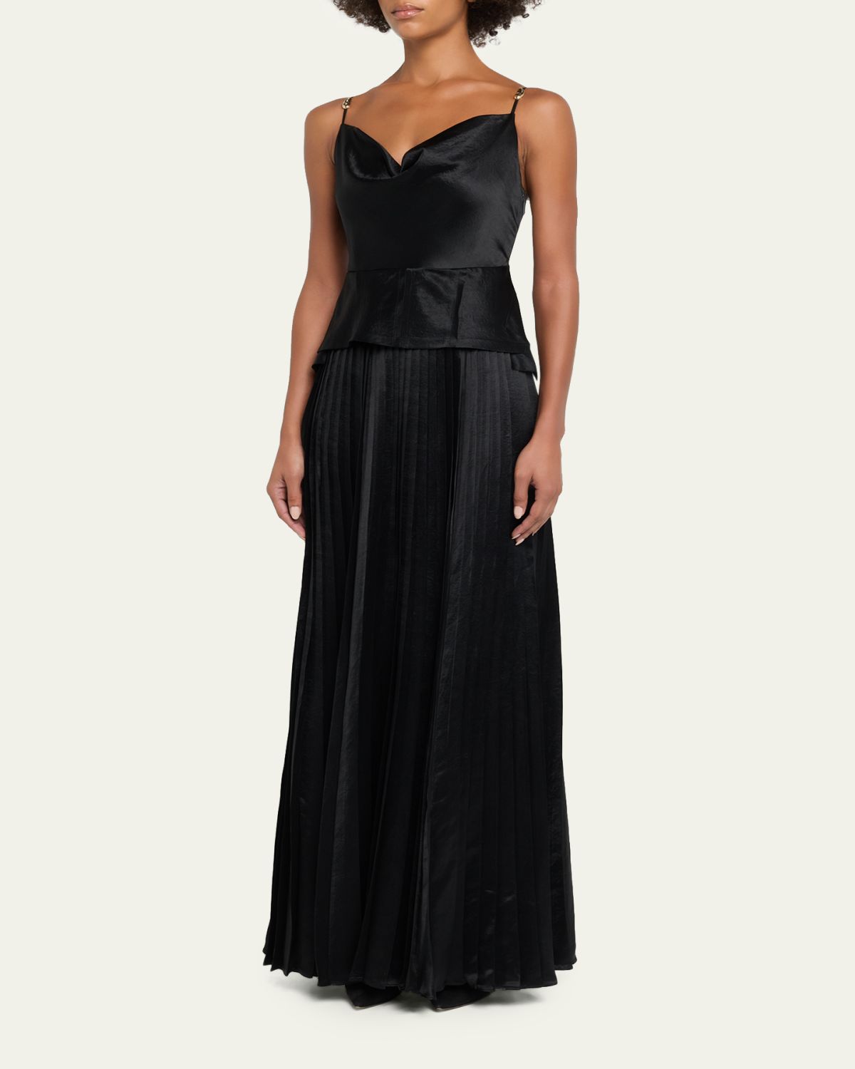 Jason Wu Collection Cowl-Neck Pleated Satin Peplum Gown | Thumbnail 4