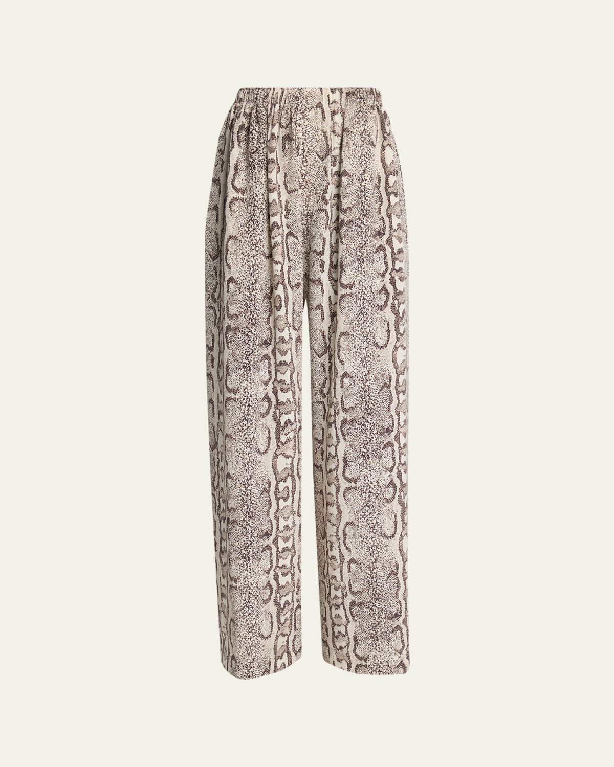 Balenciaga Python-Print Silk Crepe Wide-Leg Pants - Women's Clothing