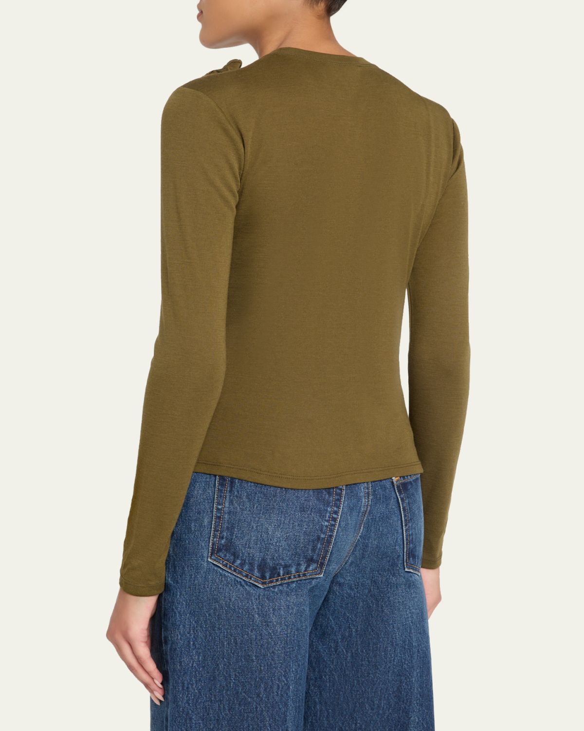 Ulla Johnson Polina Ruffled Jersey Long-Sleeve Top | Thumbnail 3
