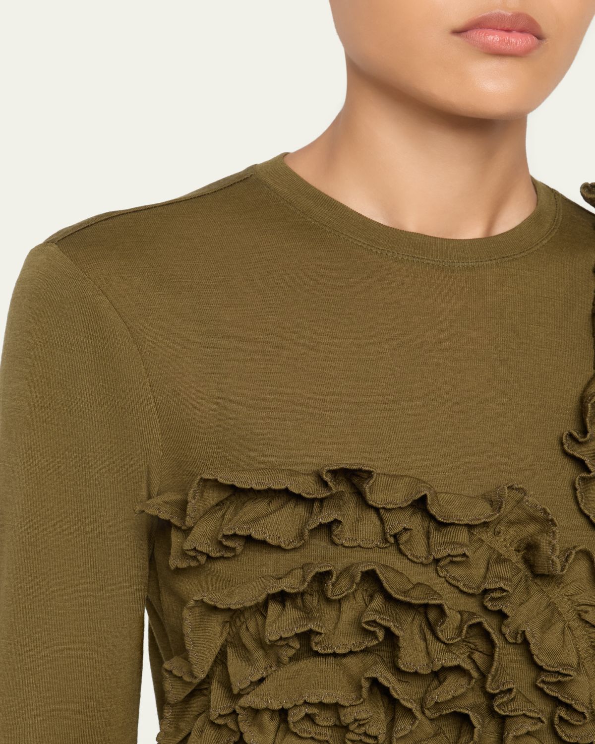 Ulla Johnson Polina Ruffled Jersey Long-Sleeve Top | Thumbnail 5