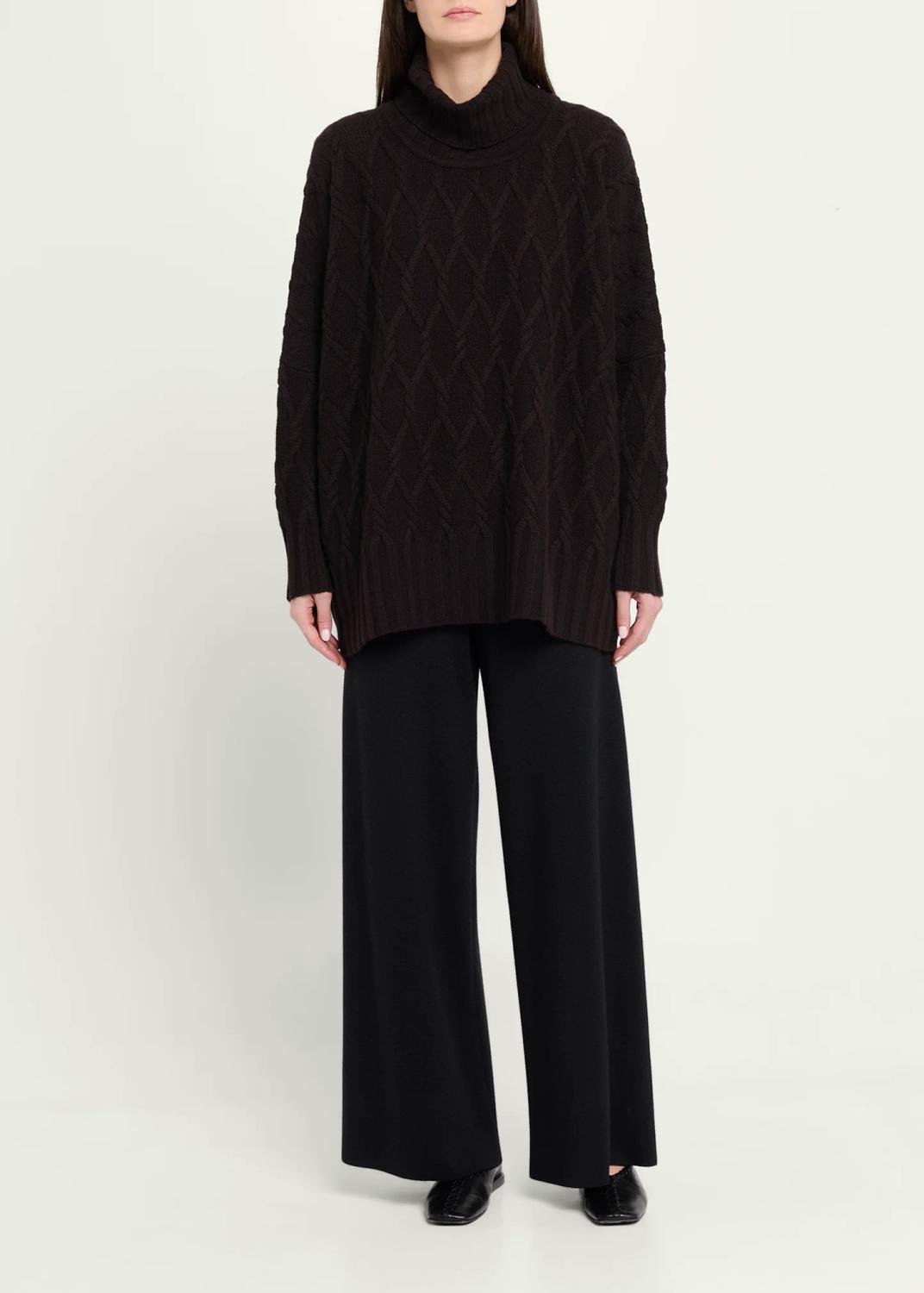 Eskandar Cashmere Cable Roll Neck - Long Length | Thumbnail 2 Eskandar Cashmere Cable Roll Neck - Long Length | Thumbnail 2