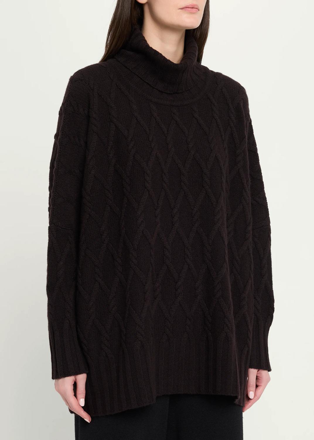 Eskandar Cashmere Cable Roll Neck - Long Length | Thumbnail 4 Eskandar Cashmere Cable Roll Neck - Long Length | Thumbnail 4