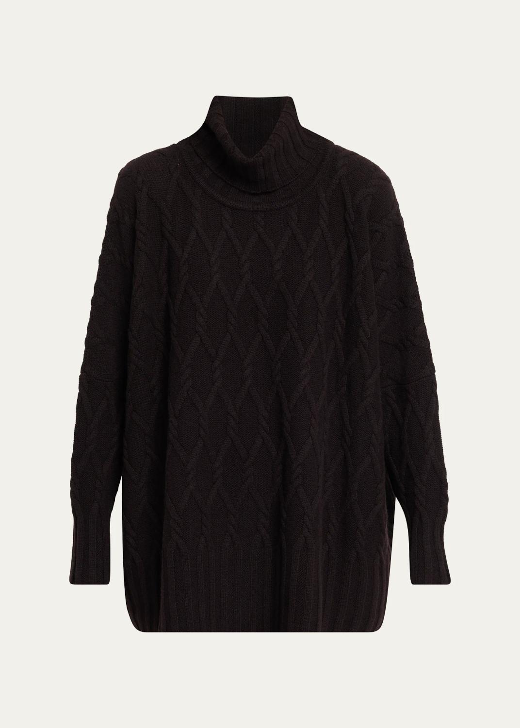 Cashmere Cable Roll Neck - Long Length Cashmere Cable Roll Neck - Long Length