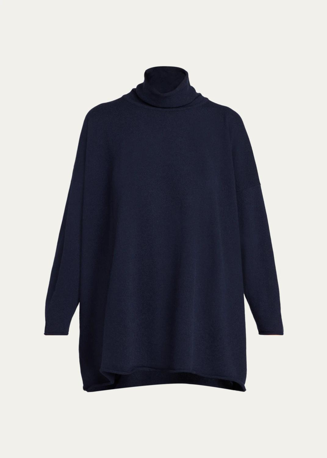 Cashmere A-Line Scrunch Neck Sweater - Long Length Cashmere A-Line Scrunch Neck Sweater - Long Length