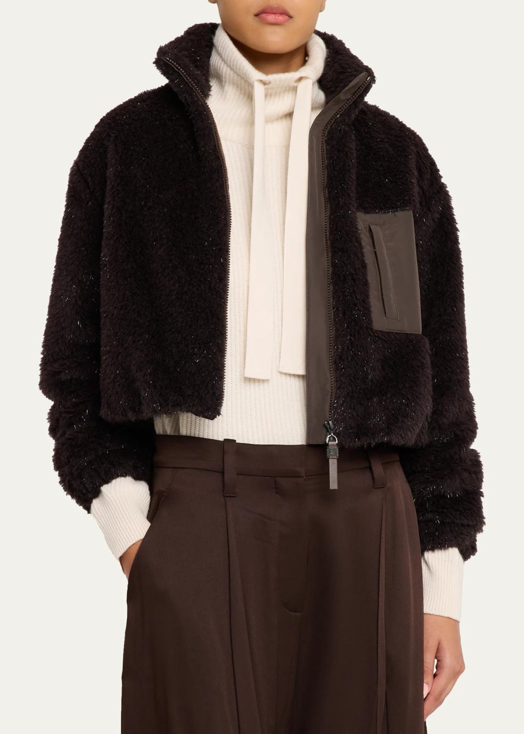 Brunello Cucinelli Sparkling Teddy Crop Jacket | Thumbnail 4 Brunello Cucinelli Sparkling Teddy Crop Jacket | Thumbnail 4