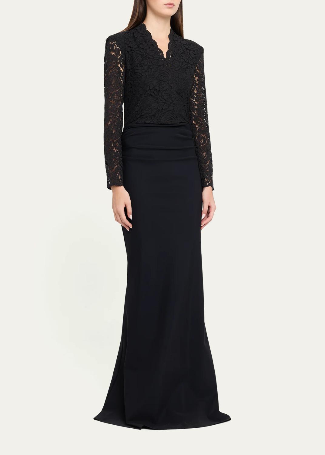 Chiara Boni La Petite Robe Tilia Lace Long-Sleeve Trumpet Gown | Thumbnail 4 Chiara Boni La Petite Robe Tilia Lace Long-Sleeve Trumpet Gown | Thumbnail 4