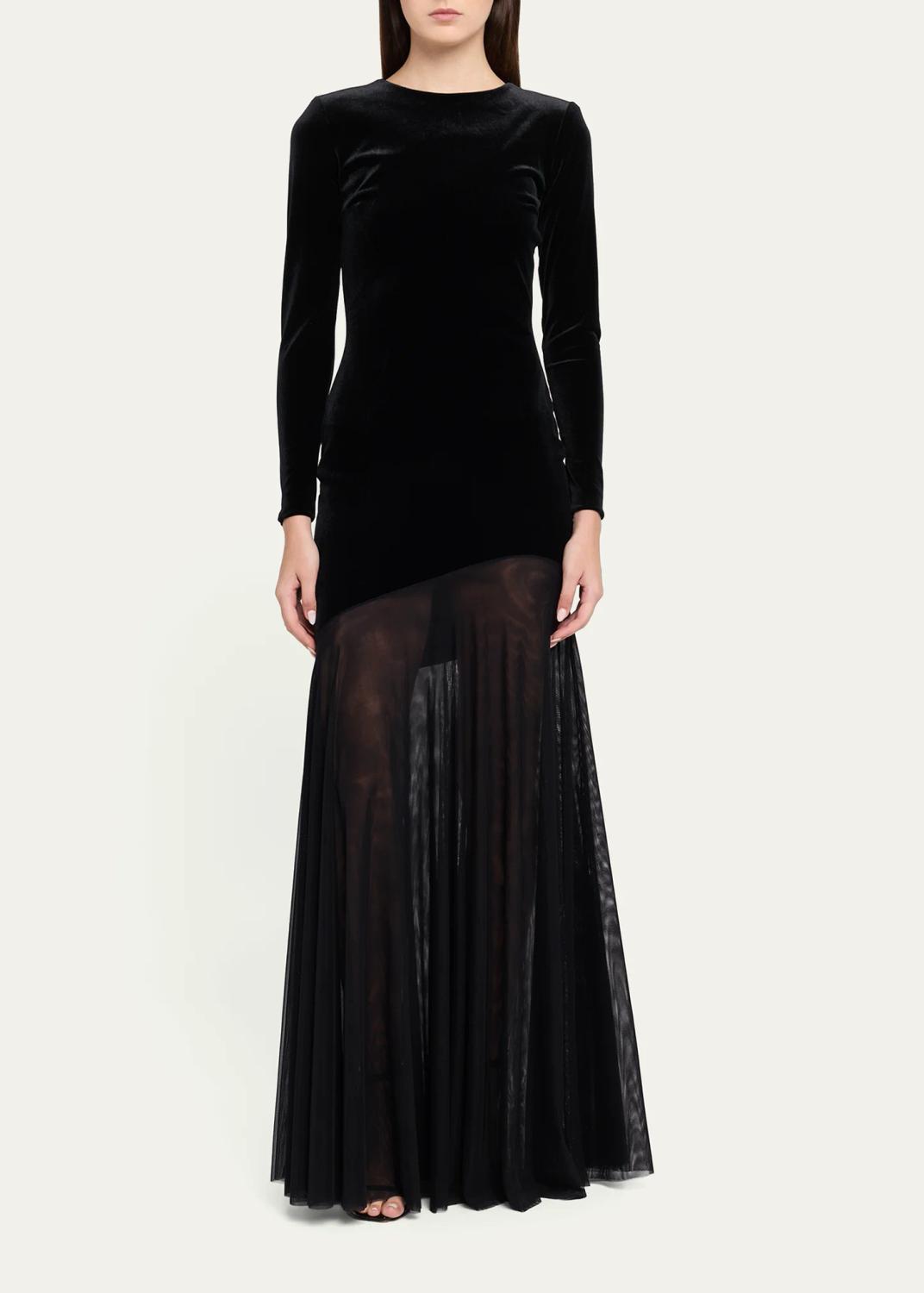 Chiara Boni La Petite Robe Janina Velvet A-Line Gown | Thumbnail 2 Chiara Boni La Petite Robe Janina Velvet A-Line Gown | Thumbnail 2