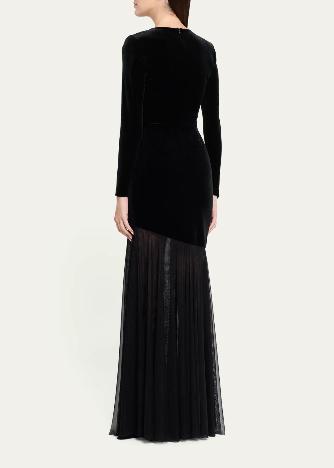 Chiara Boni La Petite Robe Janina Velvet A-Line Gown | Thumbnail 3 Chiara Boni La Petite Robe Janina Velvet A-Line Gown | Thumbnail 3