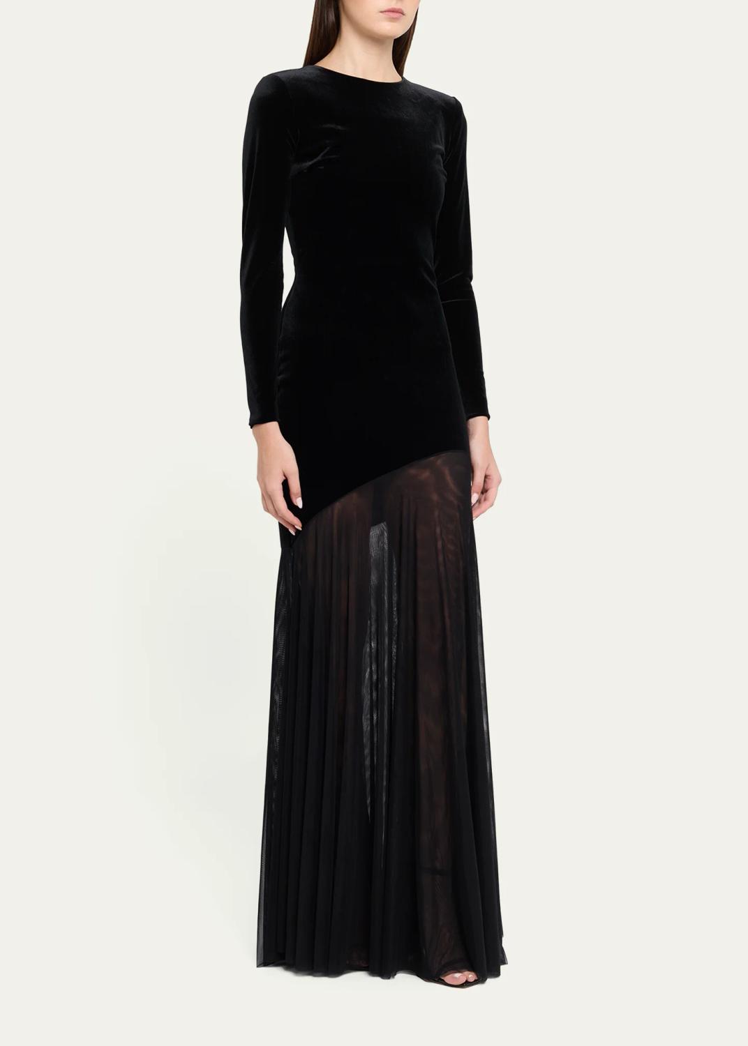 Chiara Boni La Petite Robe Janina Velvet A-Line Gown | Thumbnail 4 Chiara Boni La Petite Robe Janina Velvet A-Line Gown | Thumbnail 4