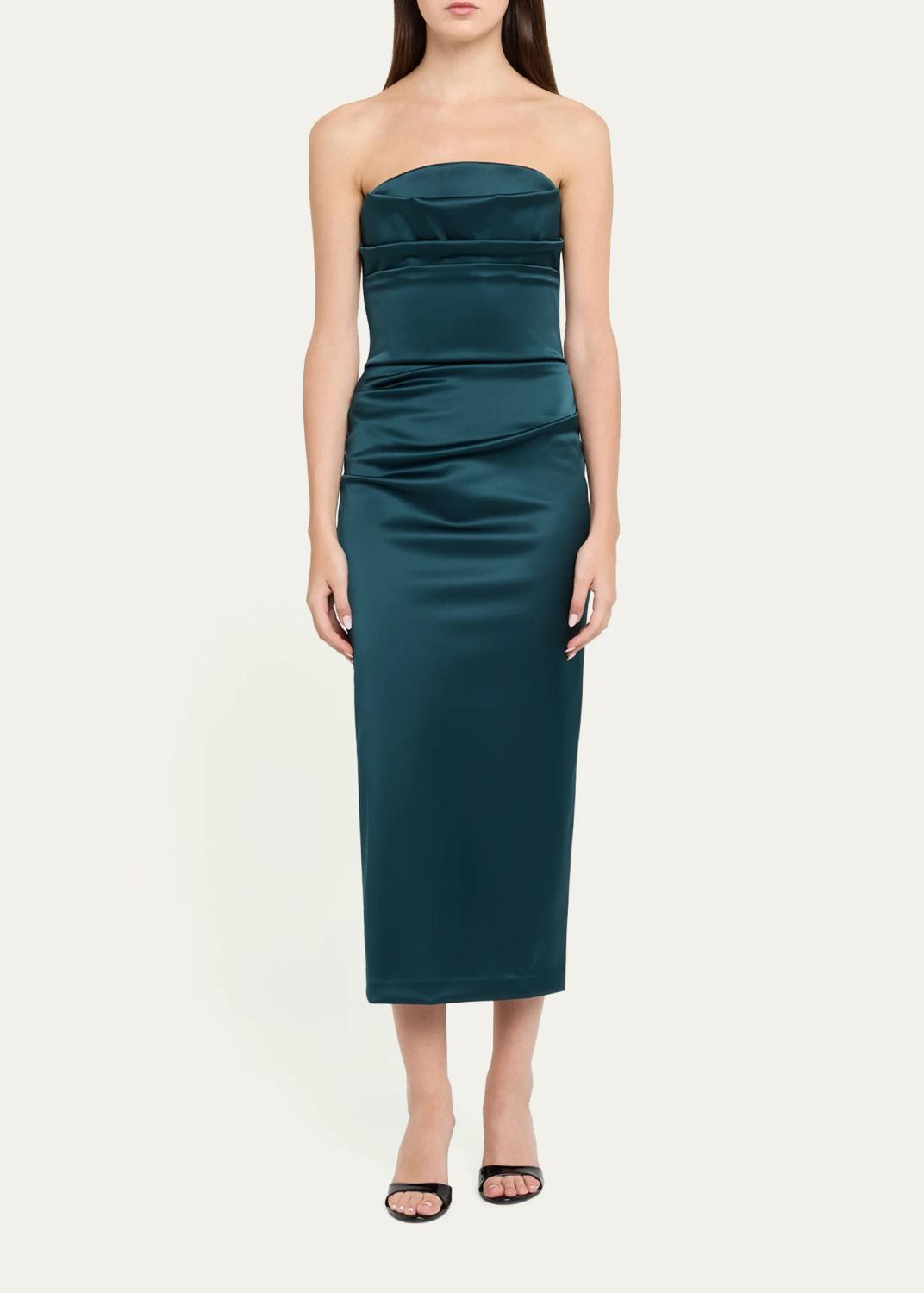 Chiara Boni La Petite Robe Voca Strapless Satin Bodycon Midi Dress | Thumbnail 2 Chiara Boni La Petite Robe Voca Strapless Satin Bodycon Midi Dress | Thumbnail 2