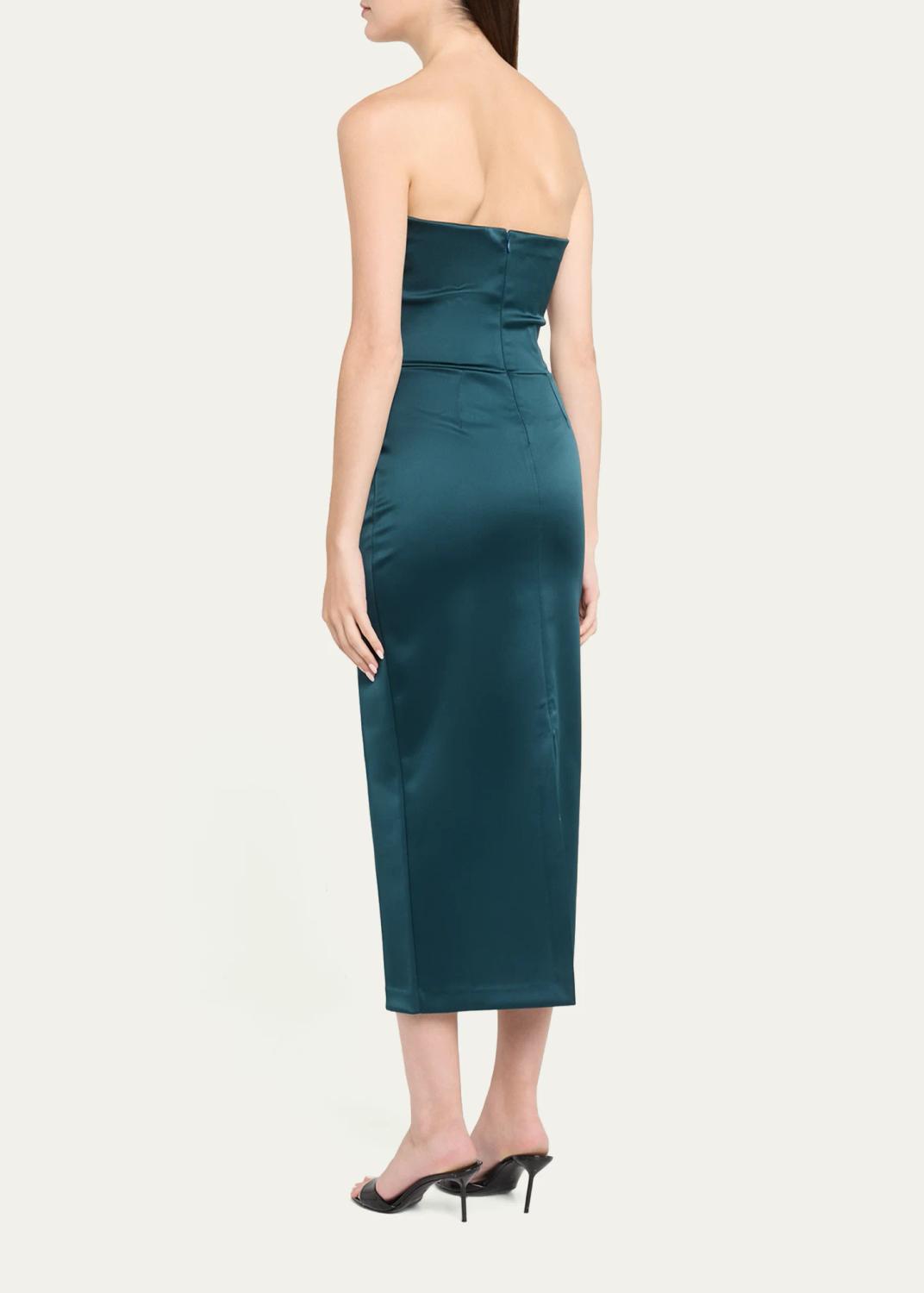 Chiara Boni La Petite Robe Voca Strapless Satin Bodycon Midi Dress | Thumbnail 3 Chiara Boni La Petite Robe Voca Strapless Satin Bodycon Midi Dress | Thumbnail 3