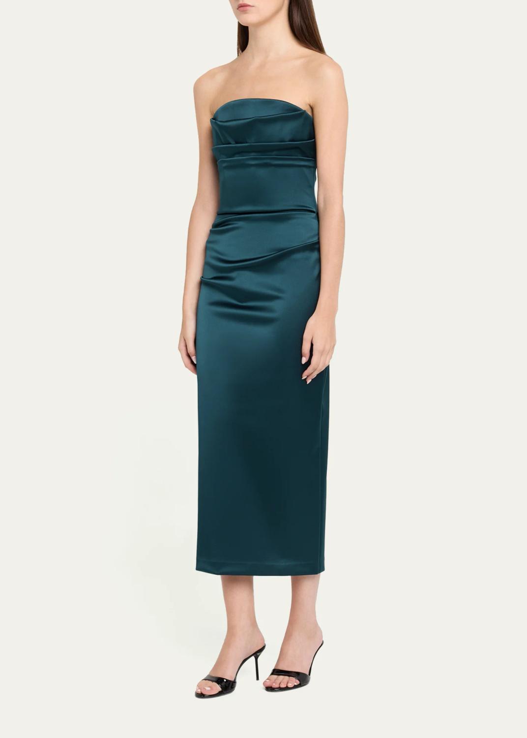 Chiara Boni La Petite Robe Voca Strapless Satin Bodycon Midi Dress | Thumbnail 4 Chiara Boni La Petite Robe Voca Strapless Satin Bodycon Midi Dress | Thumbnail 4