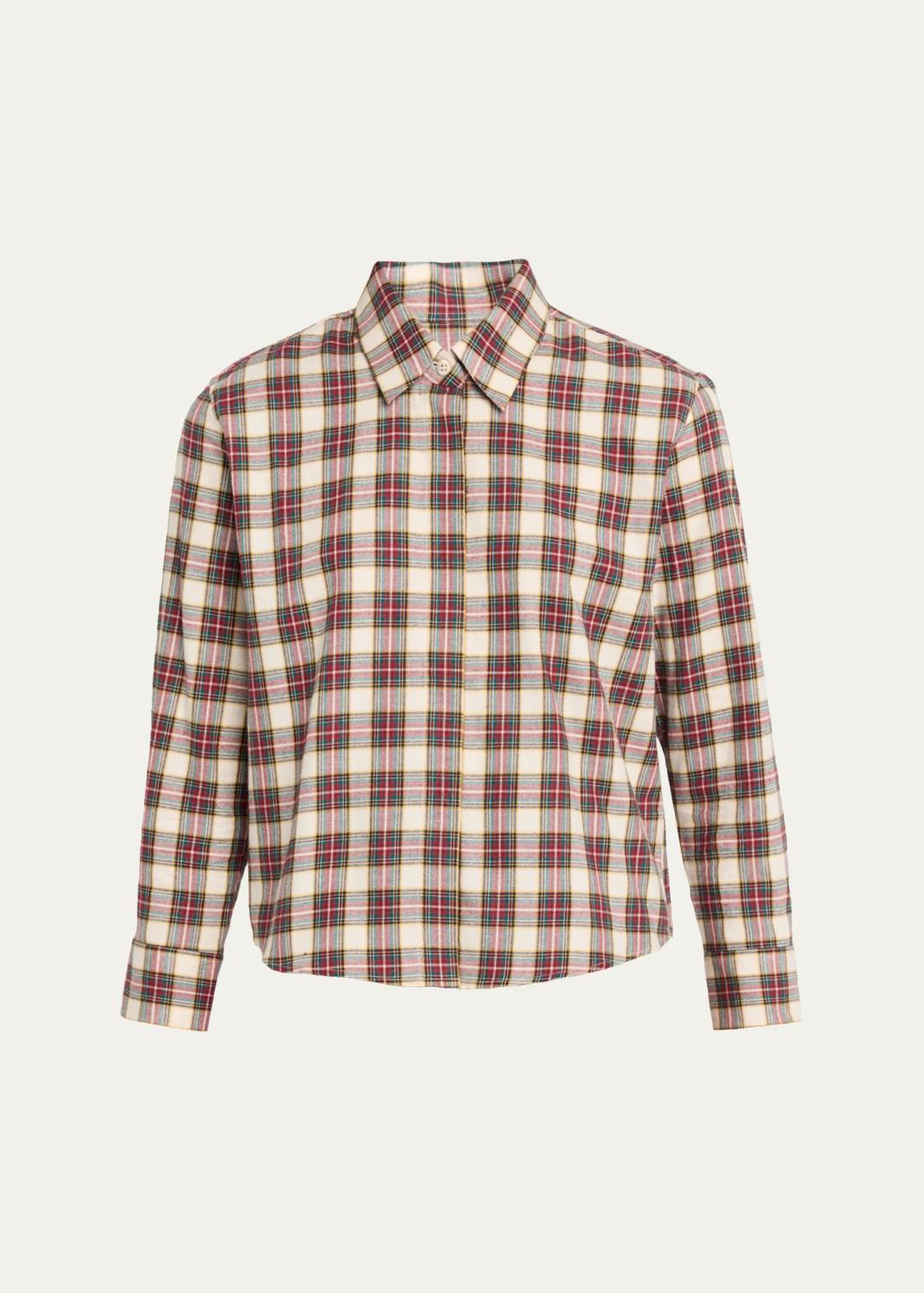 Check Cotton Flannel Button-Down Shirt