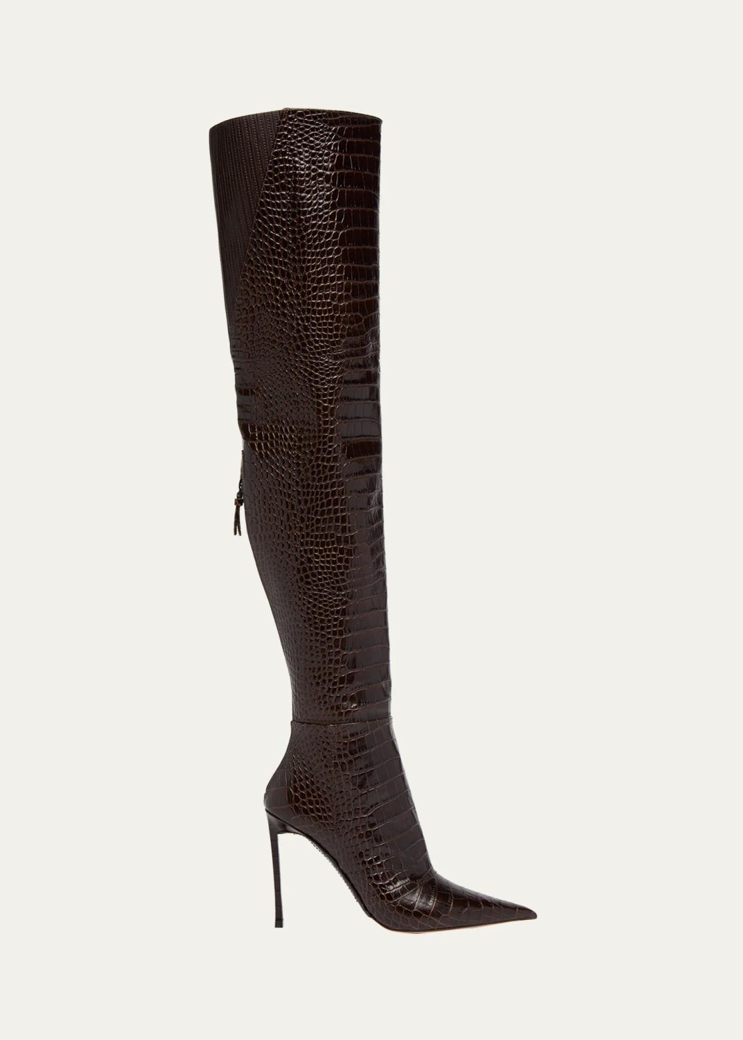 Tom Ford Vertigo 105MM Croc-Embossed Leather Boots