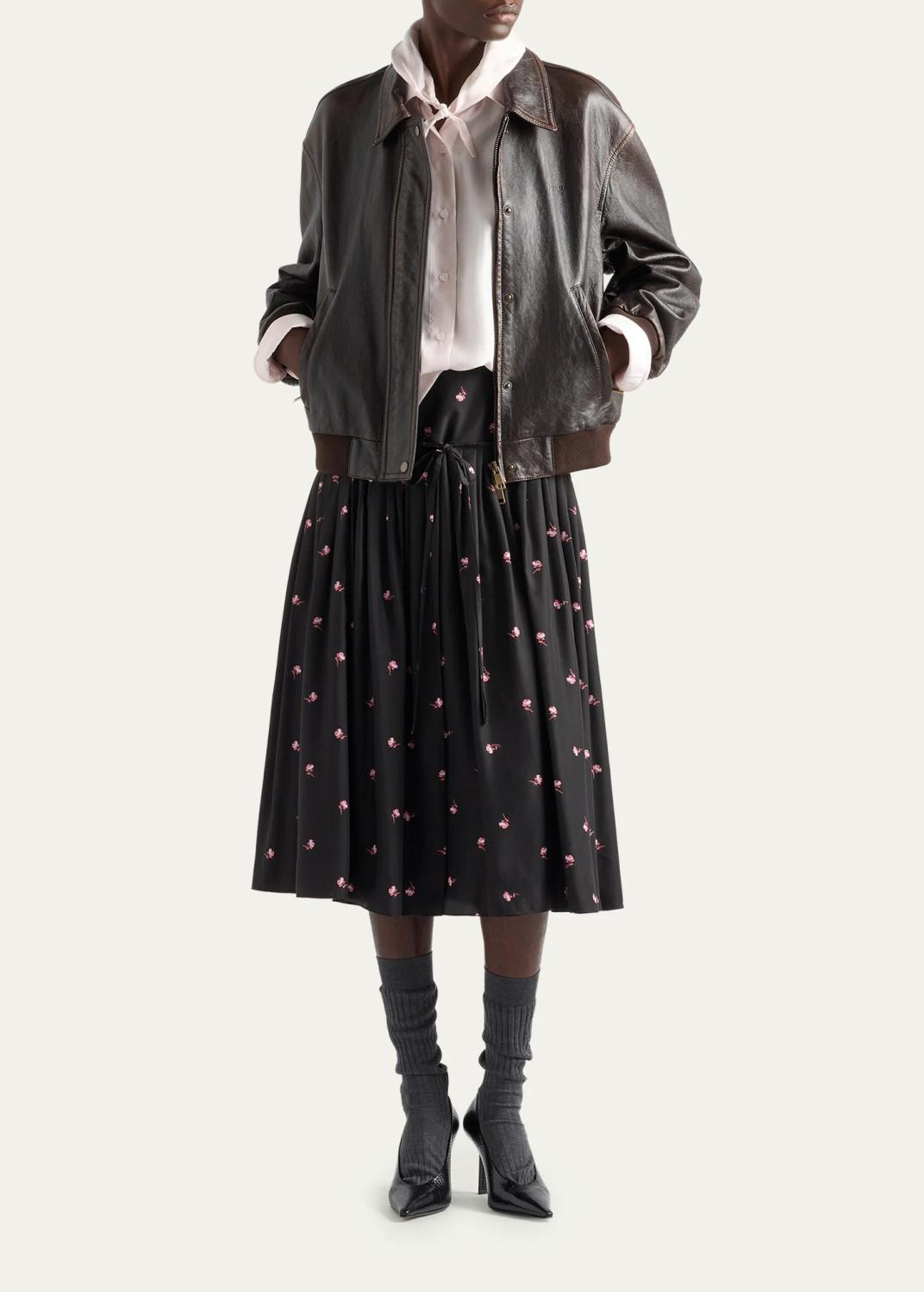 Prada Floral Silk-Blend A-Line Midi Skirt | Thumbnail 2 Prada Floral Silk-Blend A-Line Midi Skirt | Thumbnail 2