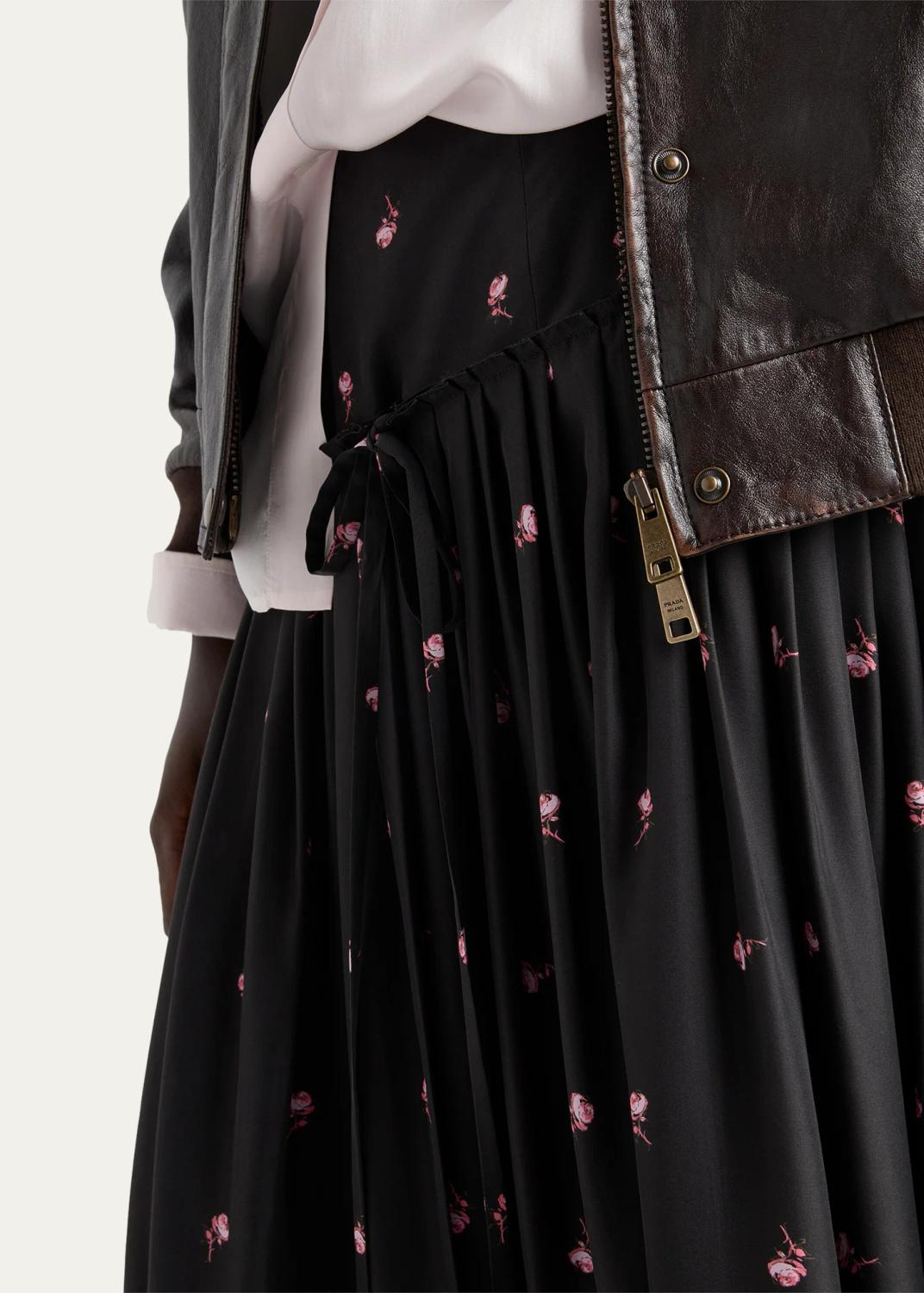 Prada Floral Silk-Blend A-Line Midi Skirt | Thumbnail 4 Prada Floral Silk-Blend A-Line Midi Skirt | Thumbnail 4
