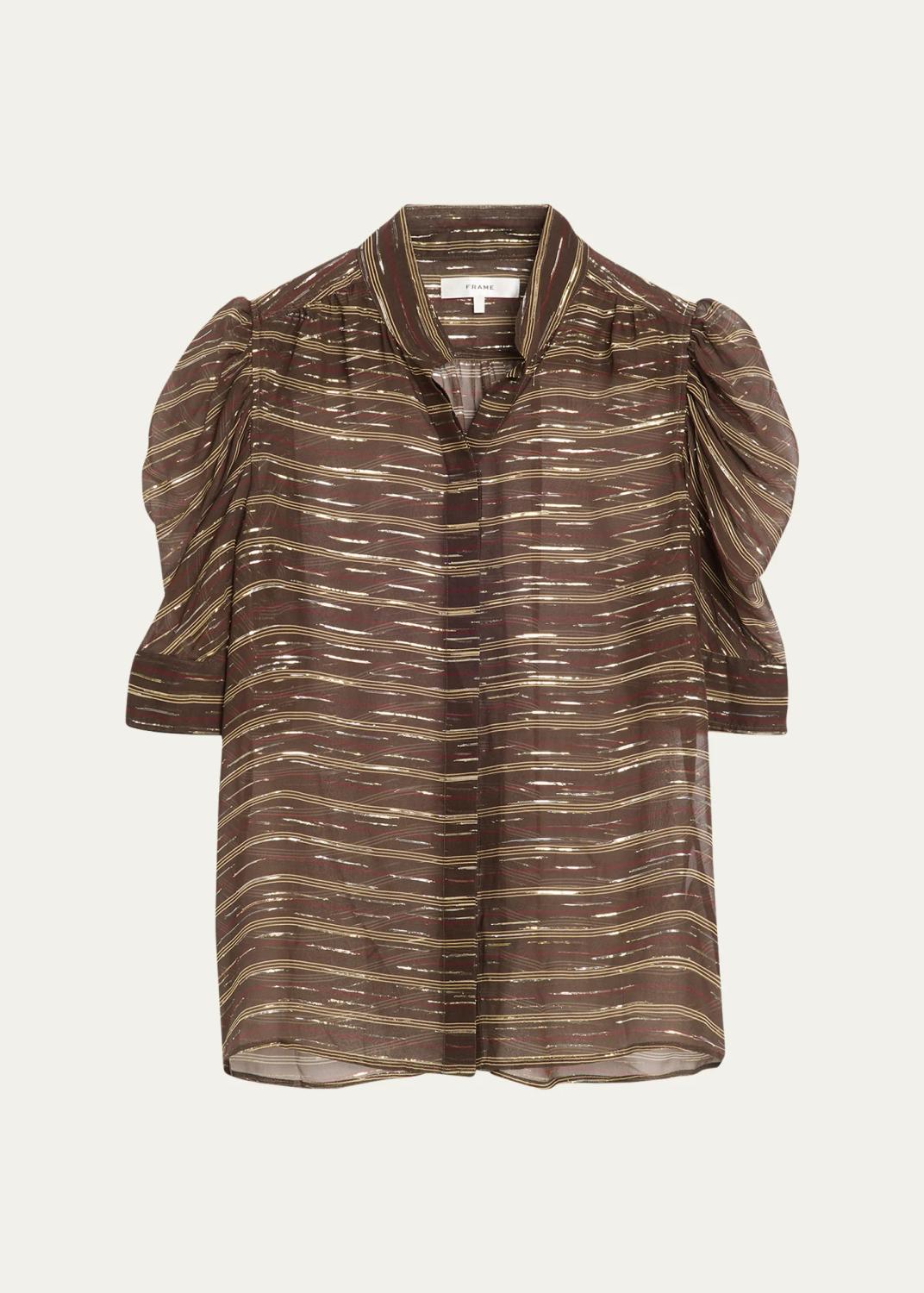 The Gillian Striped Silk-Blend Top The Gillian Striped Silk-Blend Top