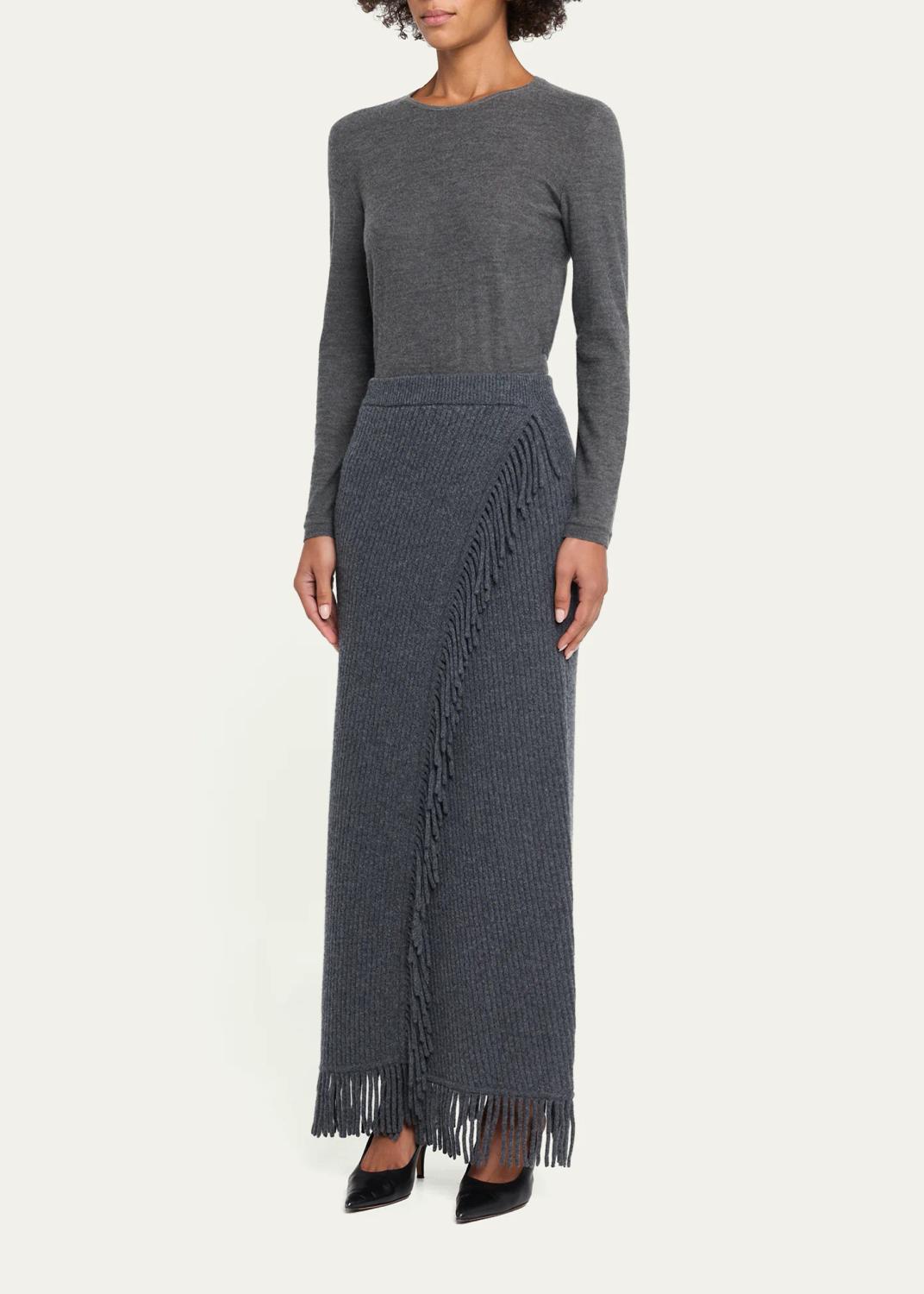 Simkhai Casey Ribbed Fringe-Trim Midi Skirt | Thumbnail 2