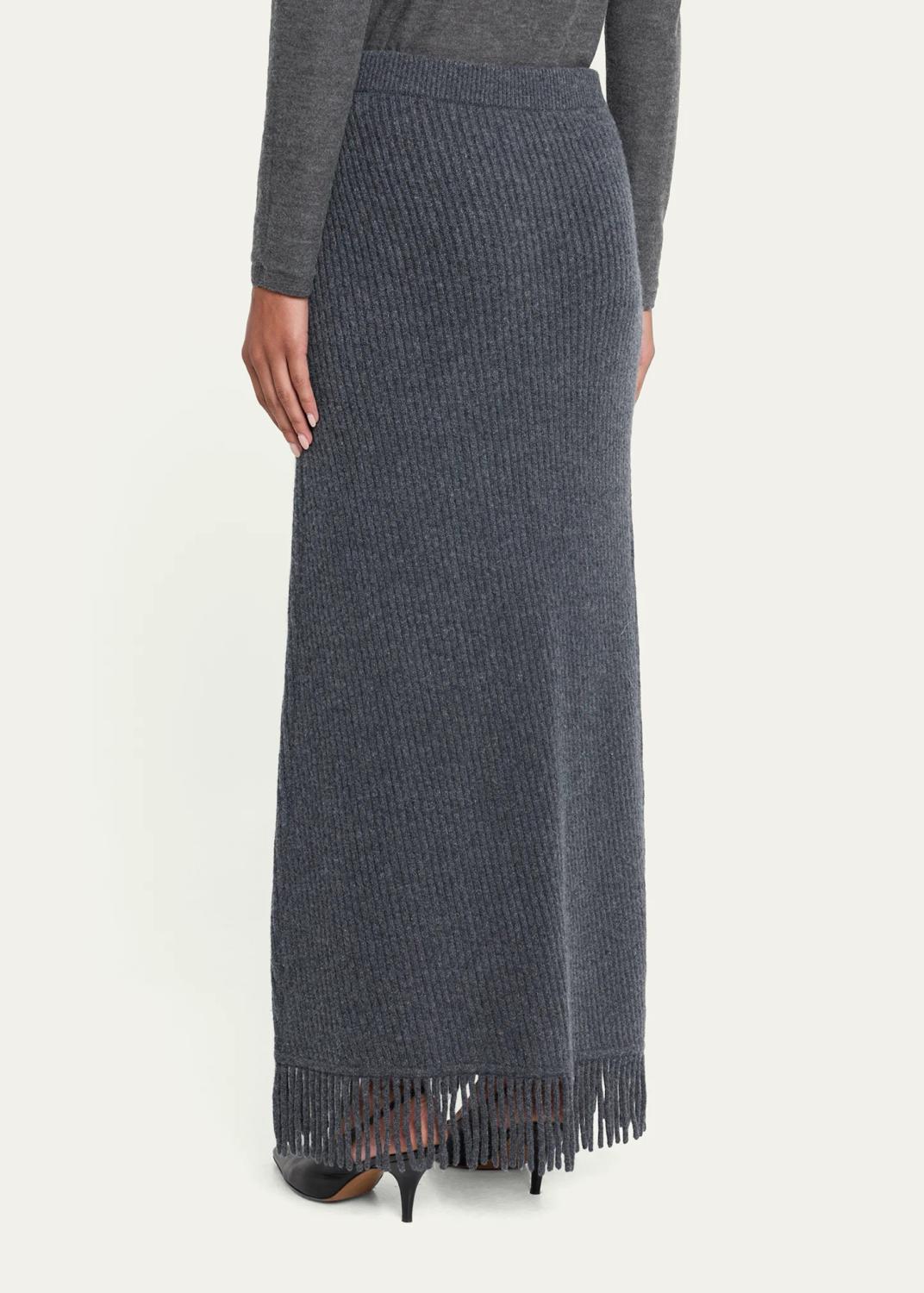 Simkhai Casey Ribbed Fringe-Trim Midi Skirt | Thumbnail 3