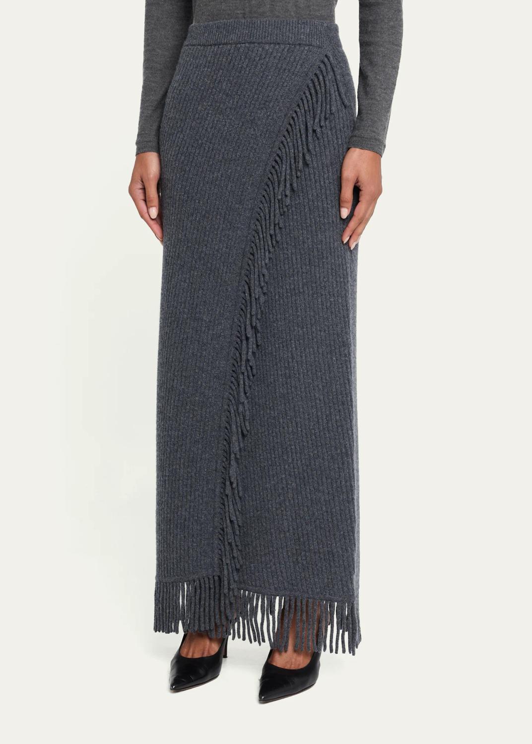 Simkhai Casey Ribbed Fringe-Trim Midi Skirt | Thumbnail 4