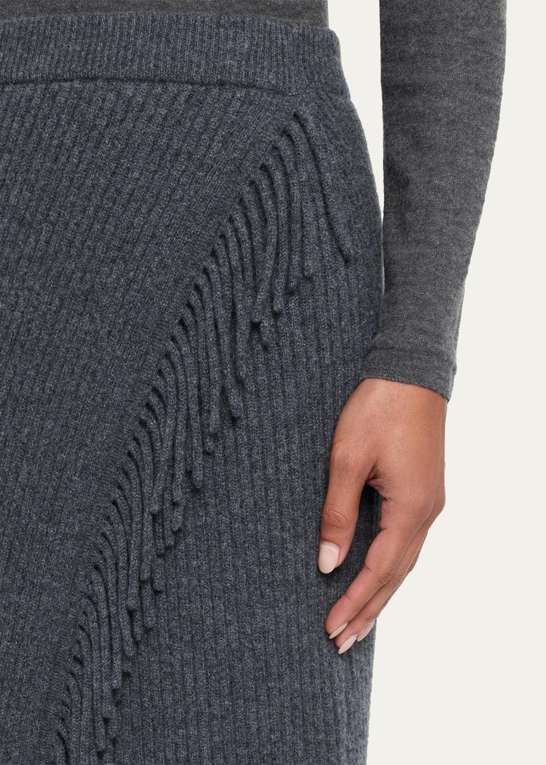 Simkhai Casey Ribbed Fringe-Trim Midi Skirt | Thumbnail 5