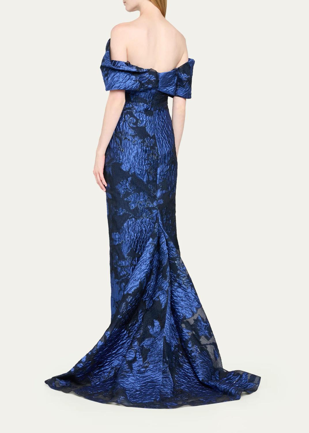 PAMELLA ROLAND Fil Coupe Off-The-Shoulder Fishtail Train Gown | Thumbnail 3 PAMELLA ROLAND Fil Coupe Off-The-Shoulder Fishtail Train Gown | Thumbnail 3