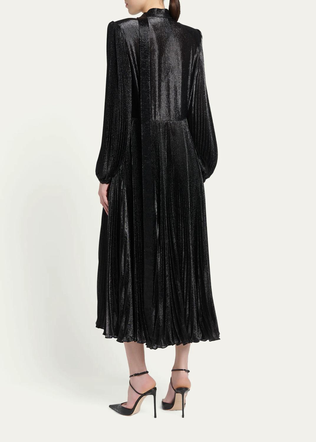 Tom Ford Soleil Metallic Silk Charmeuse Plisse Neck-Tie Midi Dress | Thumbnail 3 Tom Ford Soleil Metallic Silk Charmeuse Plisse Neck-Tie Midi Dress | Thumbnail 3