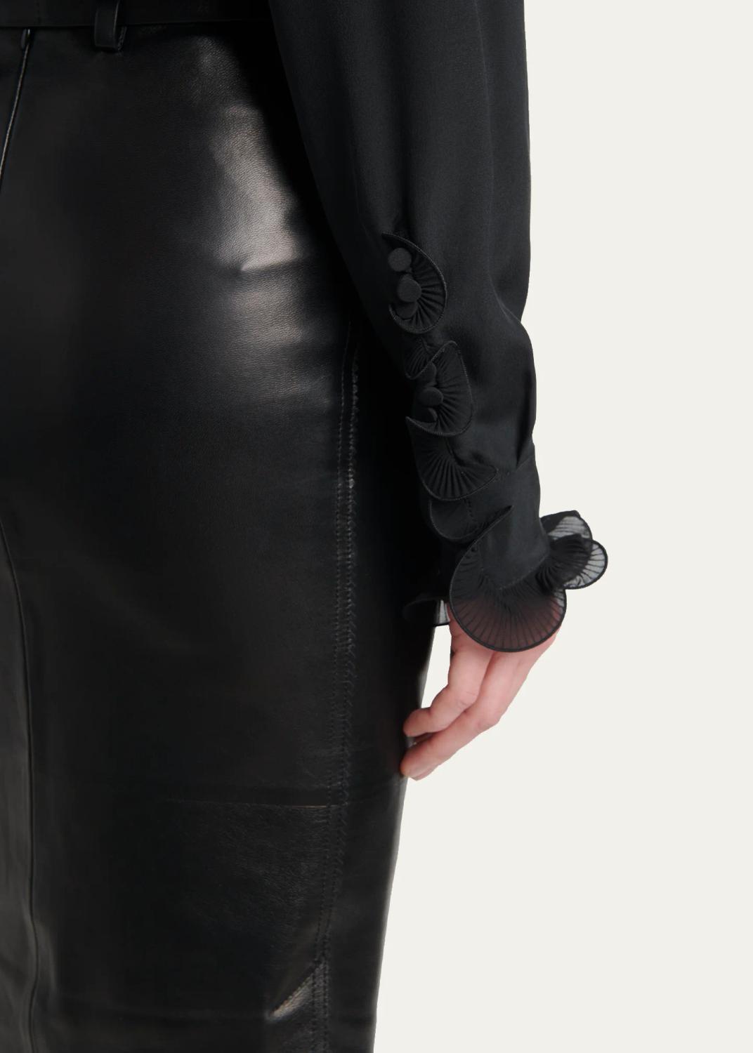 Tom Ford Silk Crepe De Chine Ruffle Plunging-Neck Blouse | Thumbnail 5 Tom Ford Silk Crepe De Chine Ruffle Plunging-Neck Blouse | Thumbnail 5