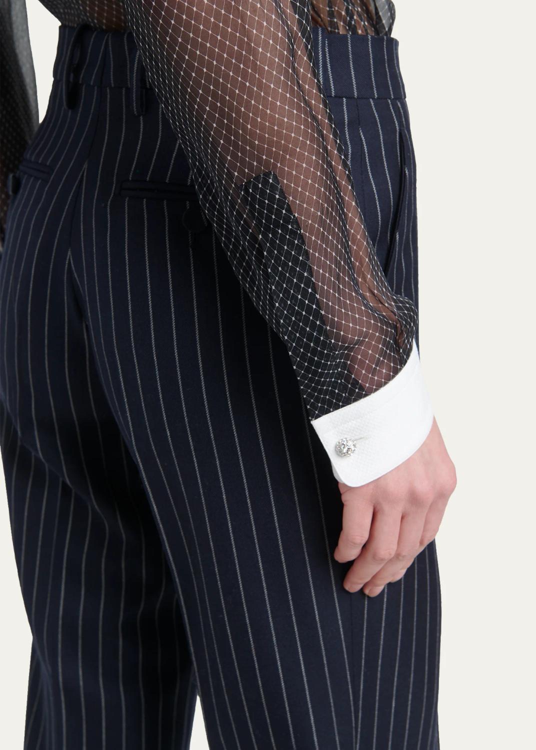 Tom Ford Net-Print Losange Silk Chiffon Button-Down Shirt | Thumbnail 5 Tom Ford Net-Print Losange Silk Chiffon Button-Down Shirt | Thumbnail 5