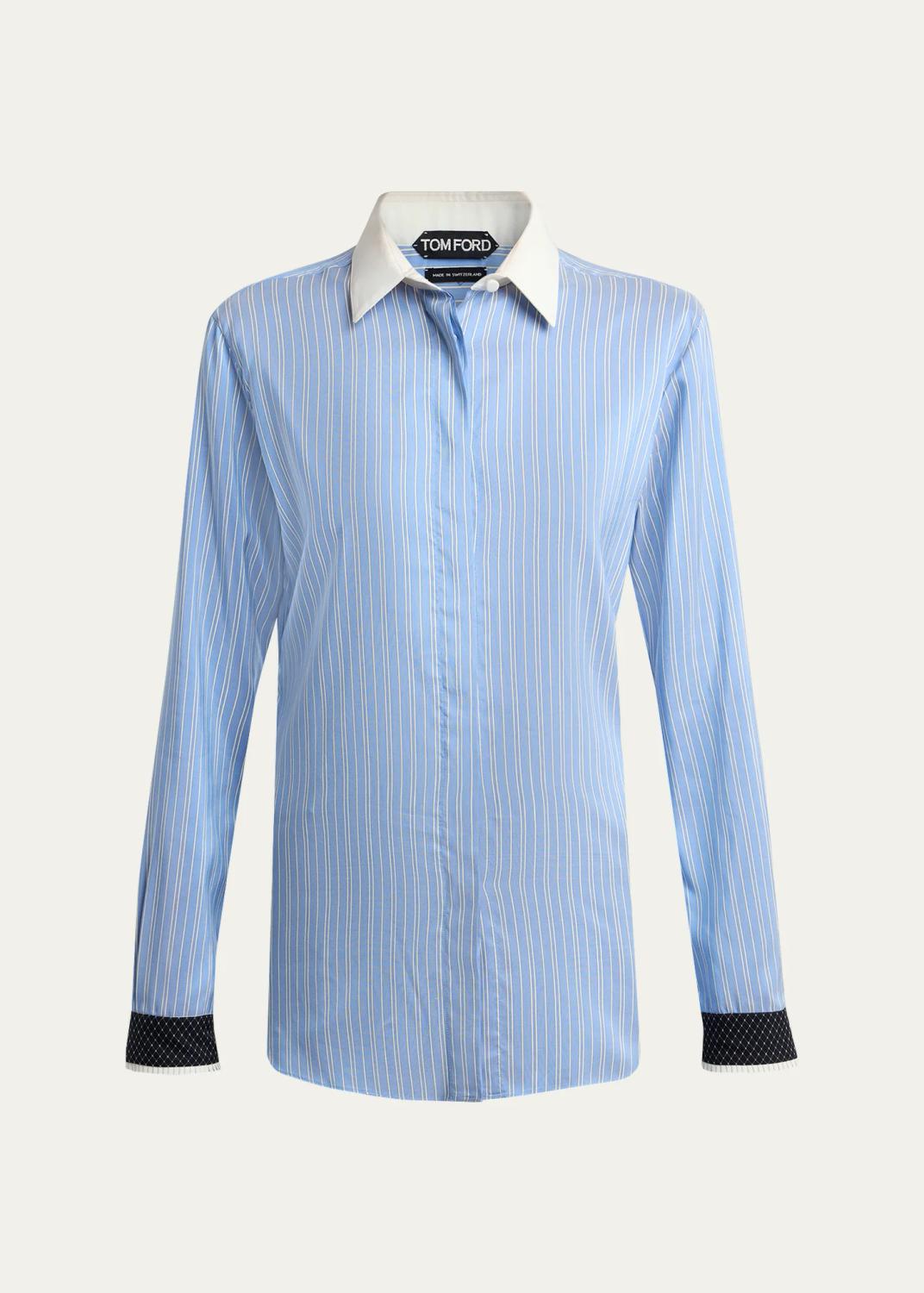Striped Silk Button-Down Shirt
