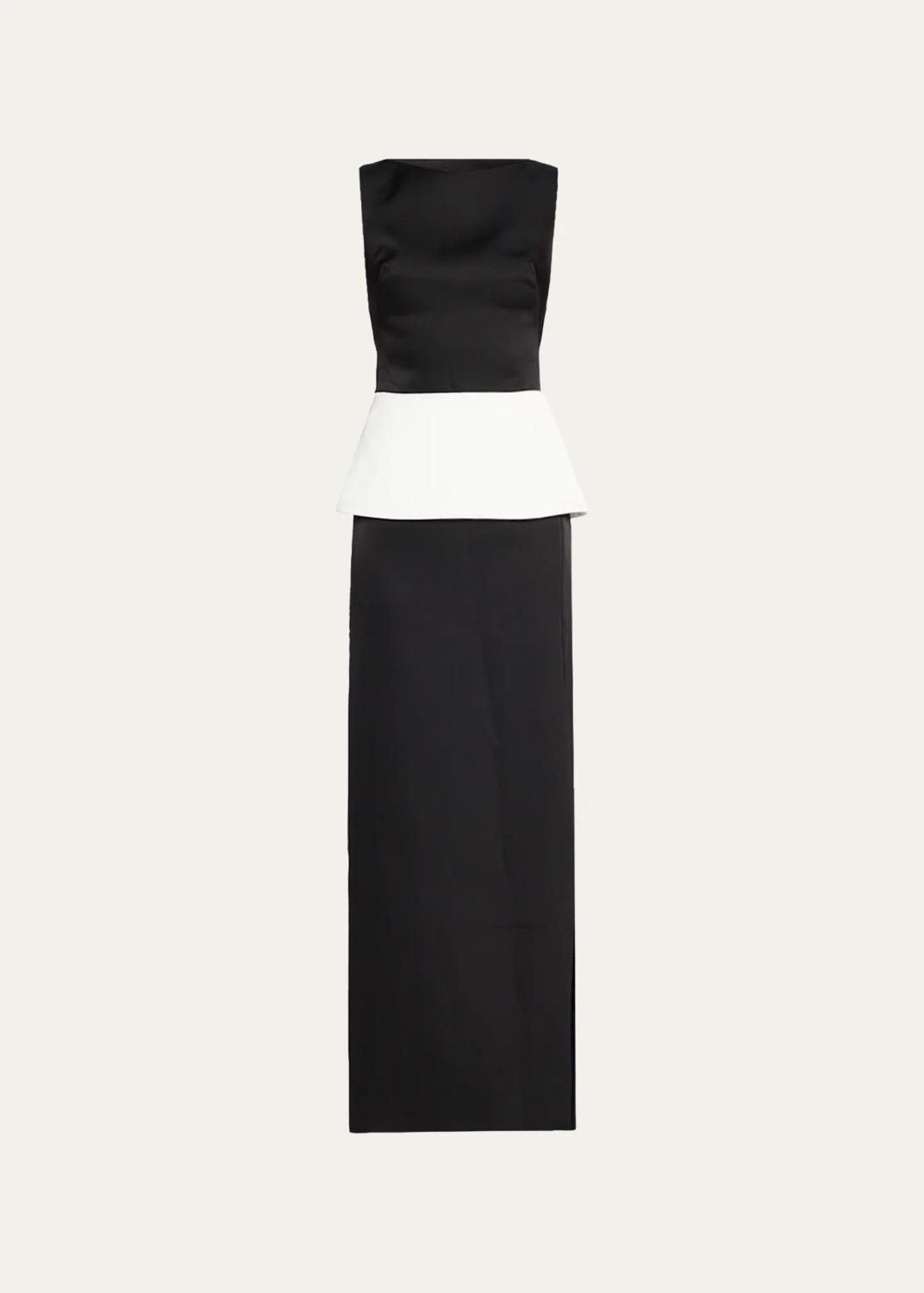 Sirel Sleeveless Peplum Column Gown