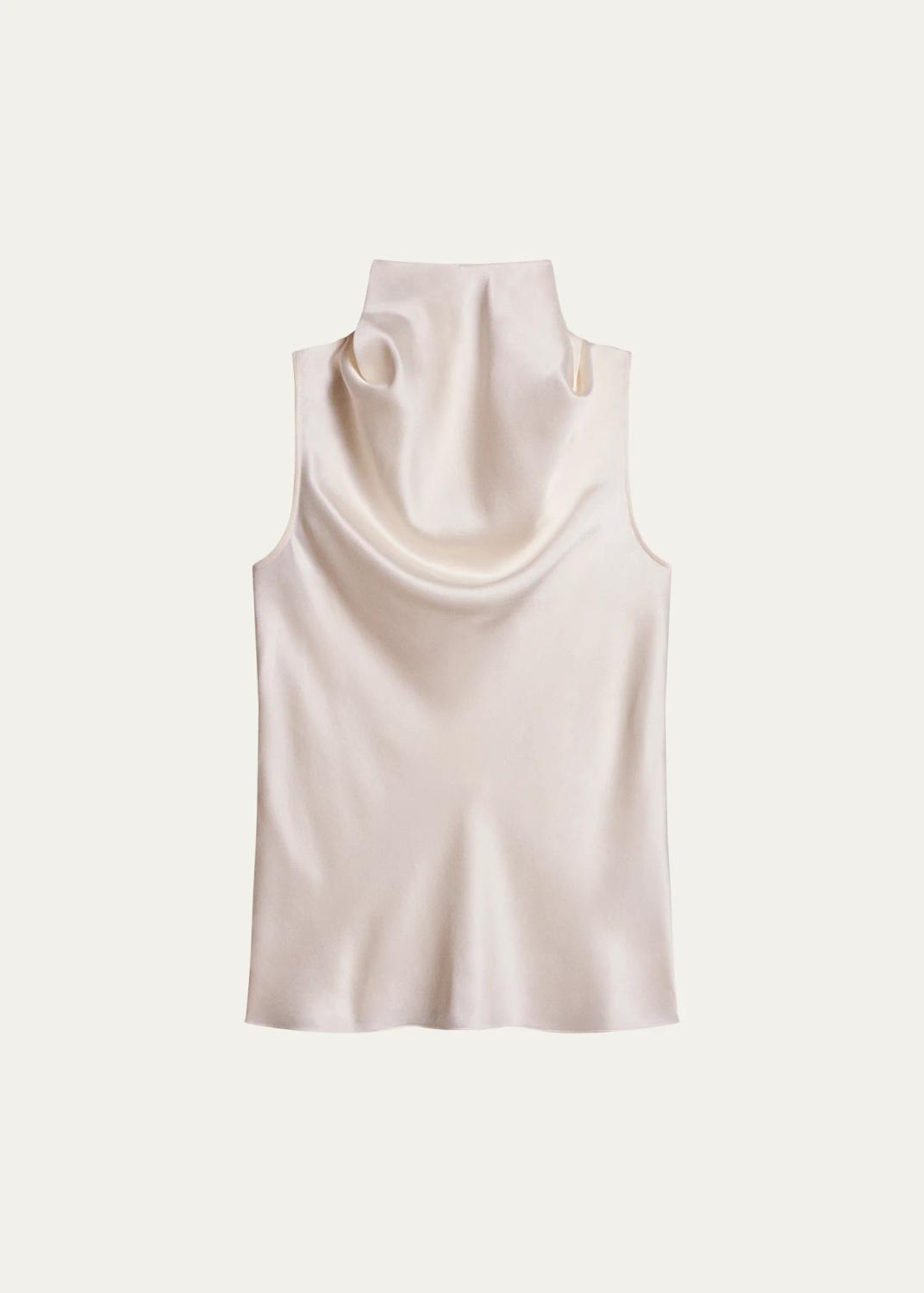Draped Sleeveless Silk Top