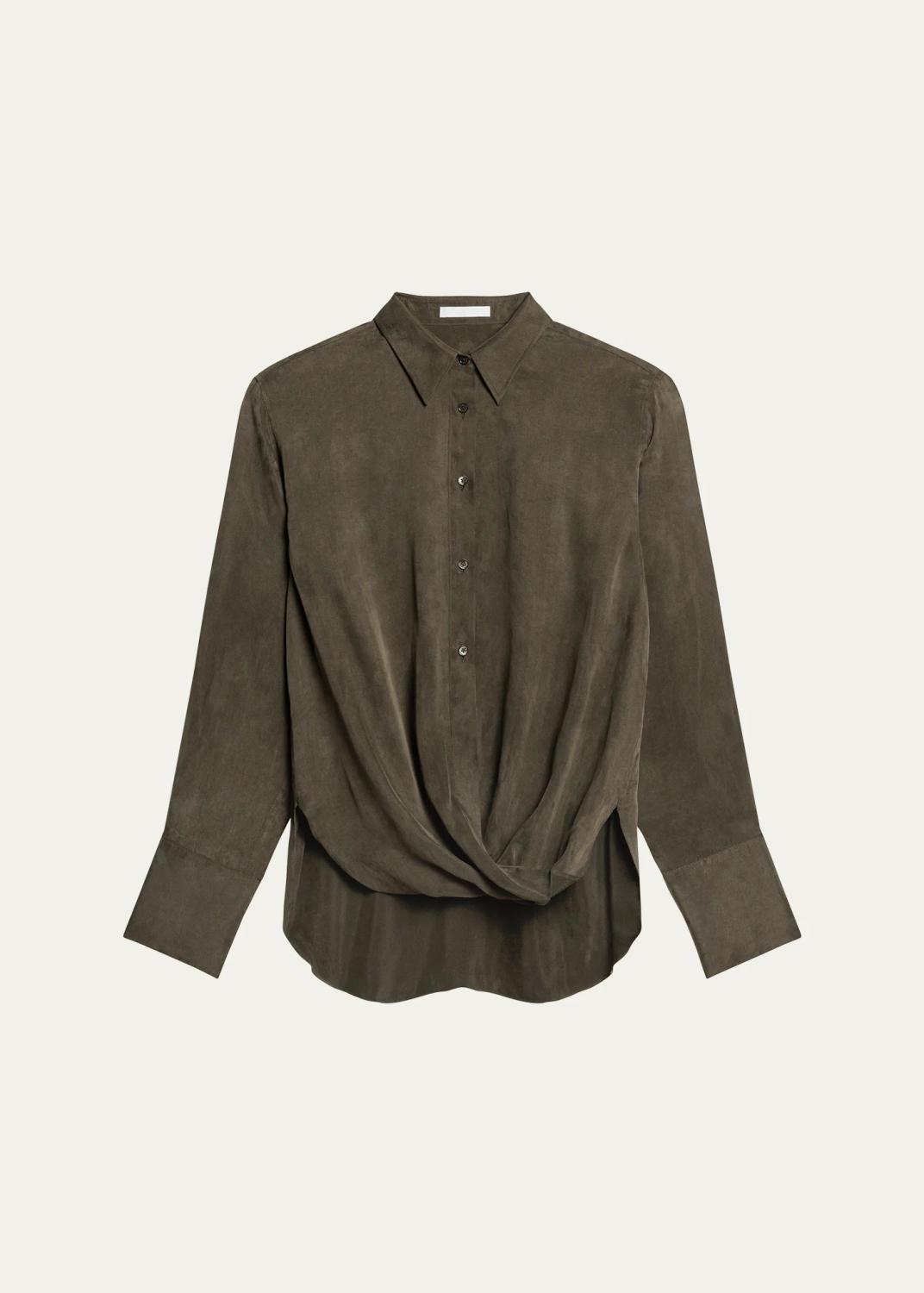 High-Low Hem Draped Shirt