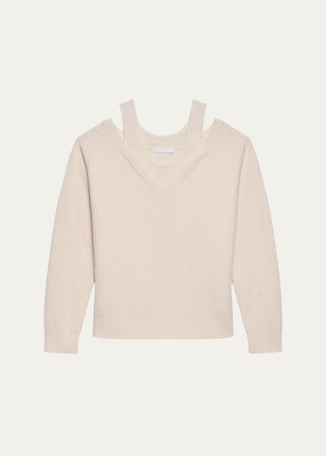 Cold-Shoulder Wool Top