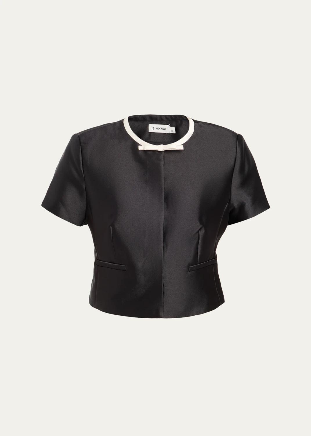 Naelle Short-Sleeve Satin Top