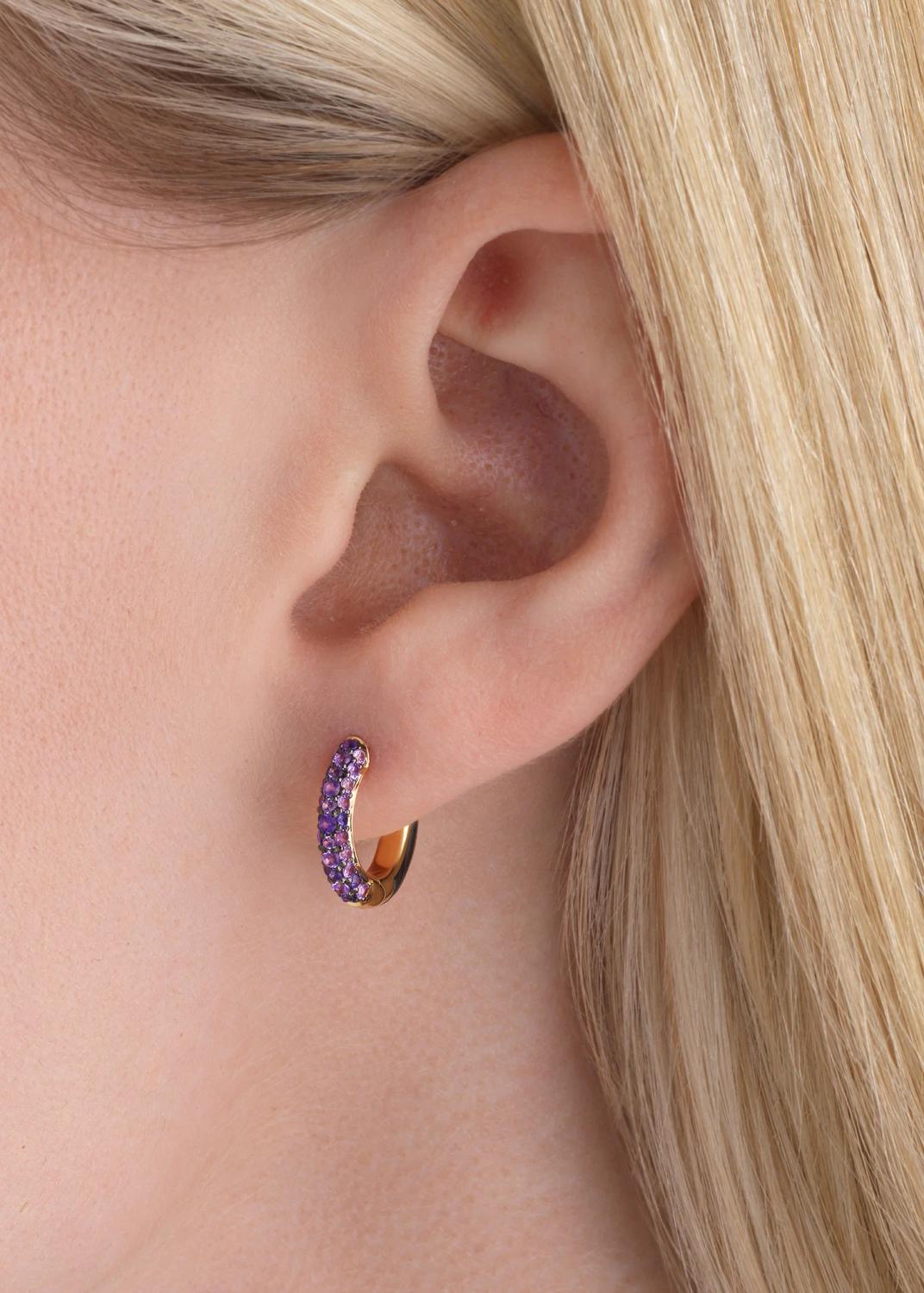 Emily P. Wheeler 18K Yellow Gold, Sapphire & Abalone Baby Duet Hoop Earrings | Thumbnail 2 Emily P. Wheeler 18K Yellow Gold, Sapphire & Abalone Baby Duet Hoop Earrings | Thumbnail 2